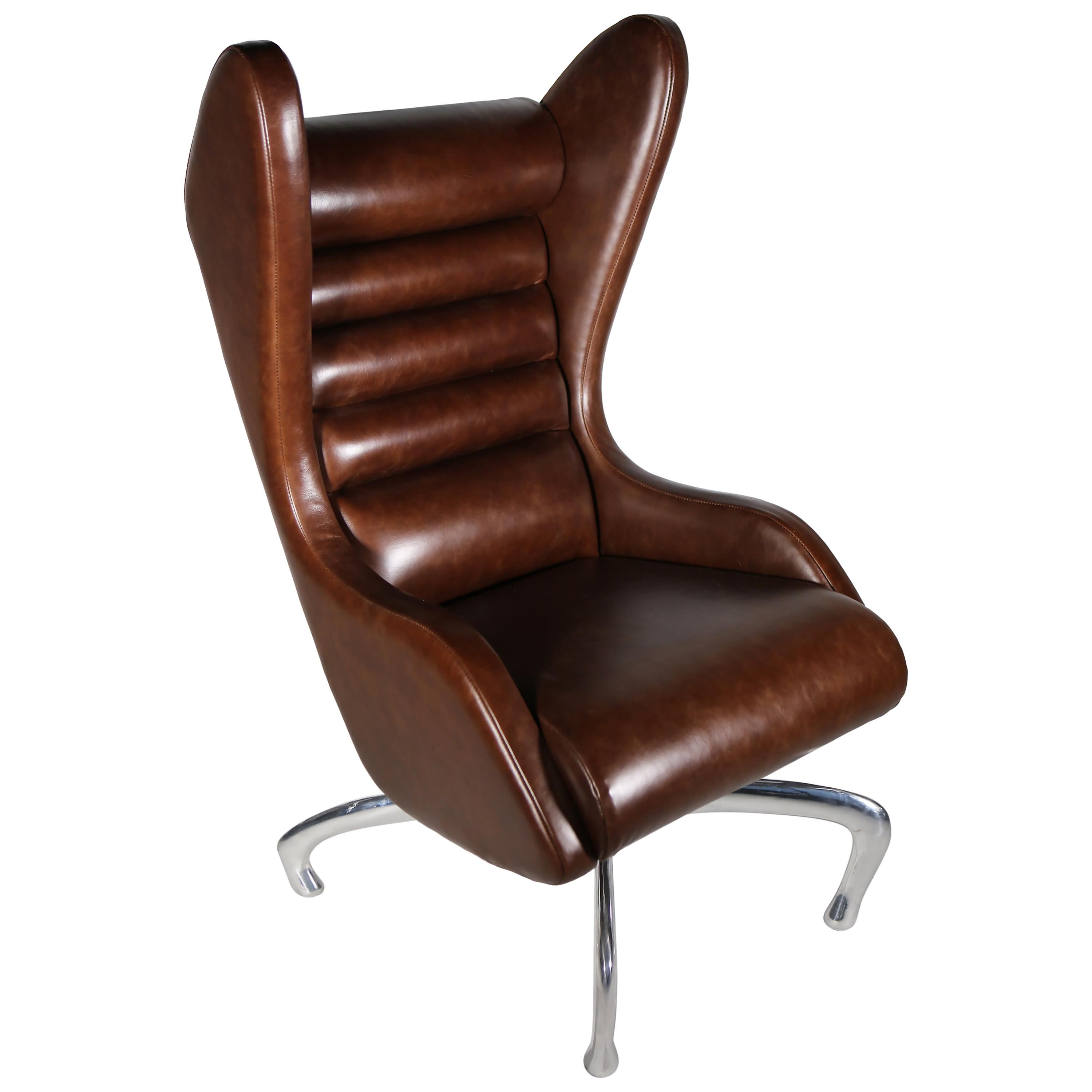 Cantering Lounge Chair, Leather / Cast Aluminium, Jordan Mozer, USA, 2003-2018 For Sale