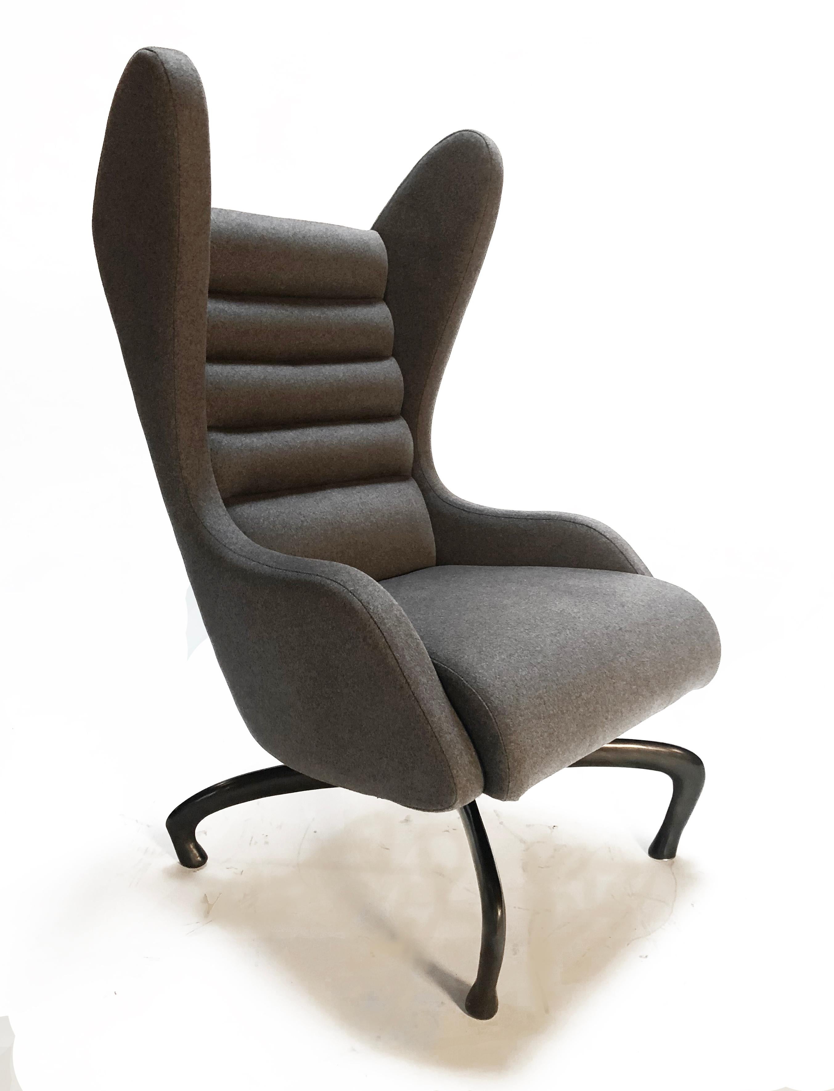 Cantering Lounge Chair, Wool Flannel / Cast Aluminum, Jordan Mozer, USA, 2003/18 For Sale 7