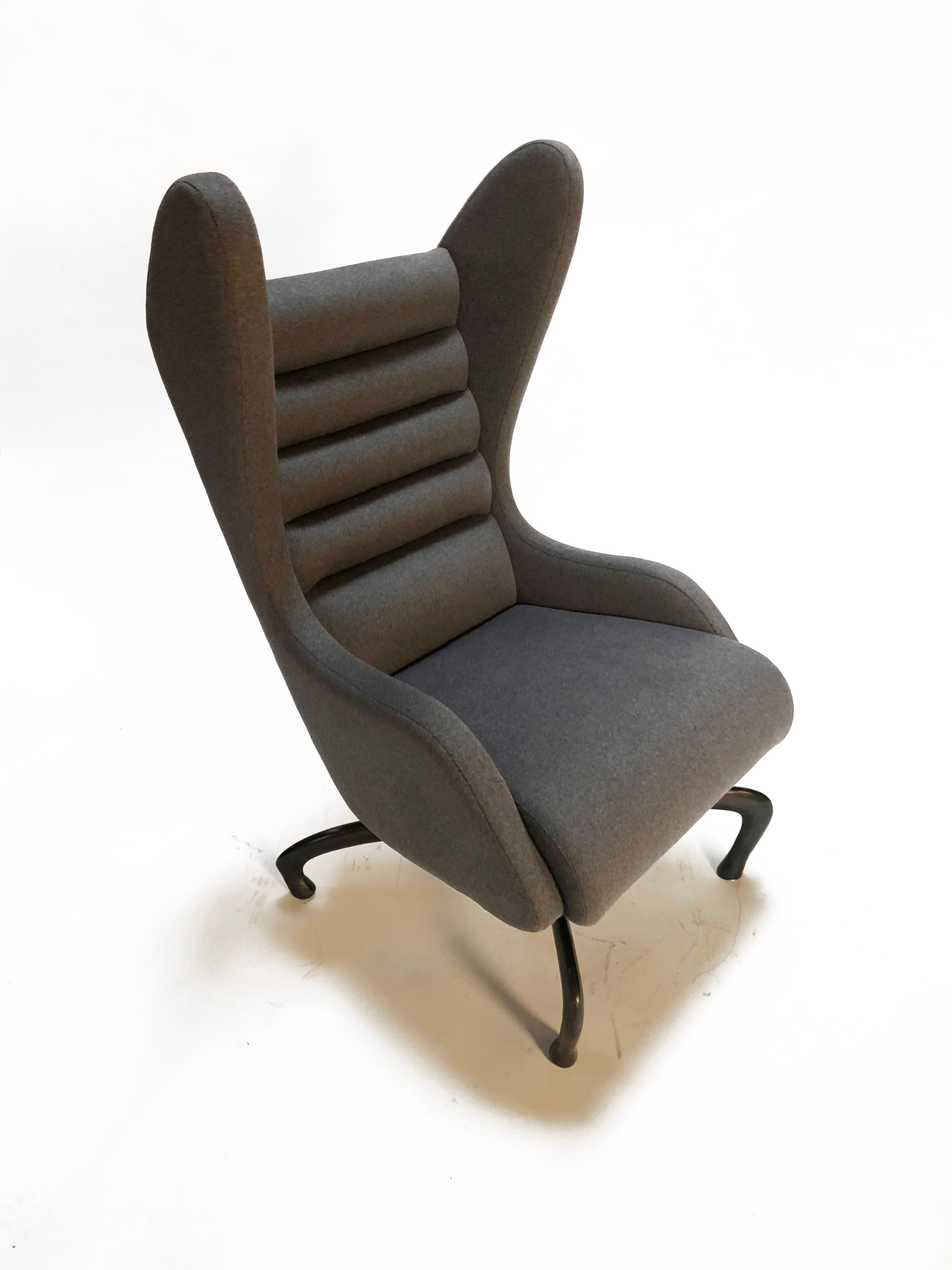 Cantering Lounge Chair, Wool Flannel / Cast Aluminum, Jordan Mozer, USA, 2003/18 For Sale 9