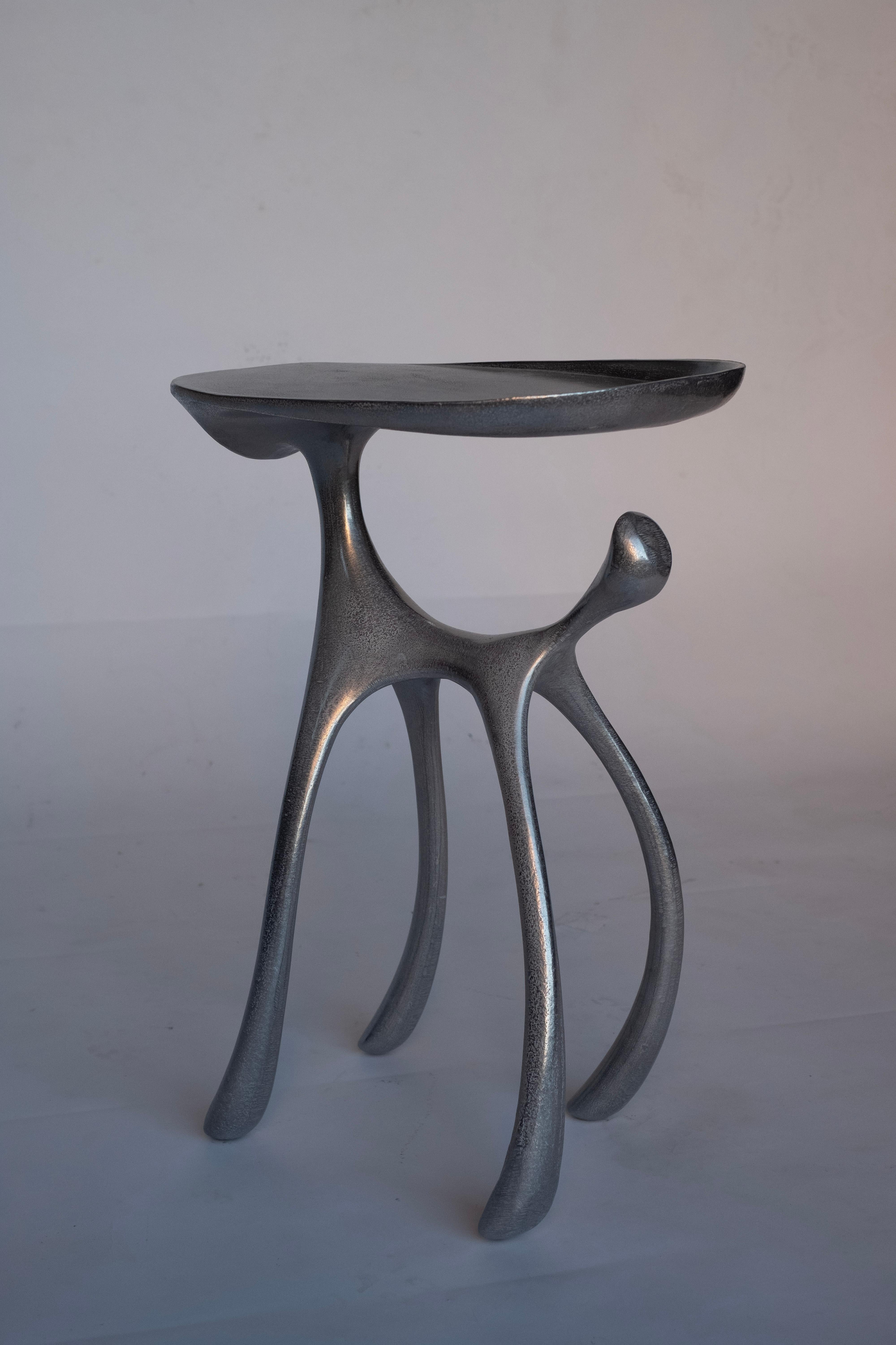 Jordan Mozer (b.1958), Creature Side Table / Occasional Table, Hand-Carved Cast Aluminum with Burnished Finish, Chicago, USA, 2008. Signed. Measures: 17.5