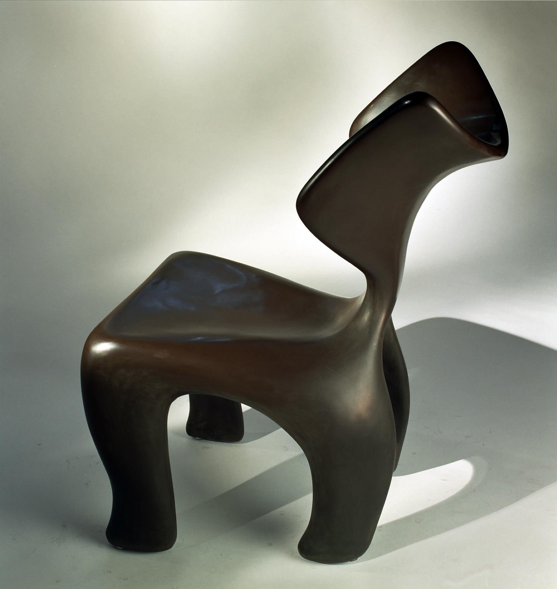 Modern East Lounge Chair, Integrally Colored Chocolate Resin, Jordan Mozer, USA, 2004 For Sale