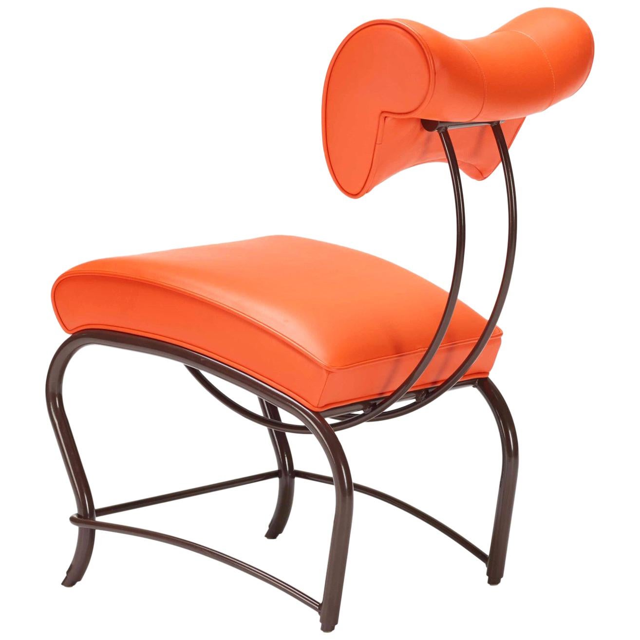 Elbert Chair: Leather + Steel, (New York Version) Jordan Mozer, USA, 1988/2006 For Sale