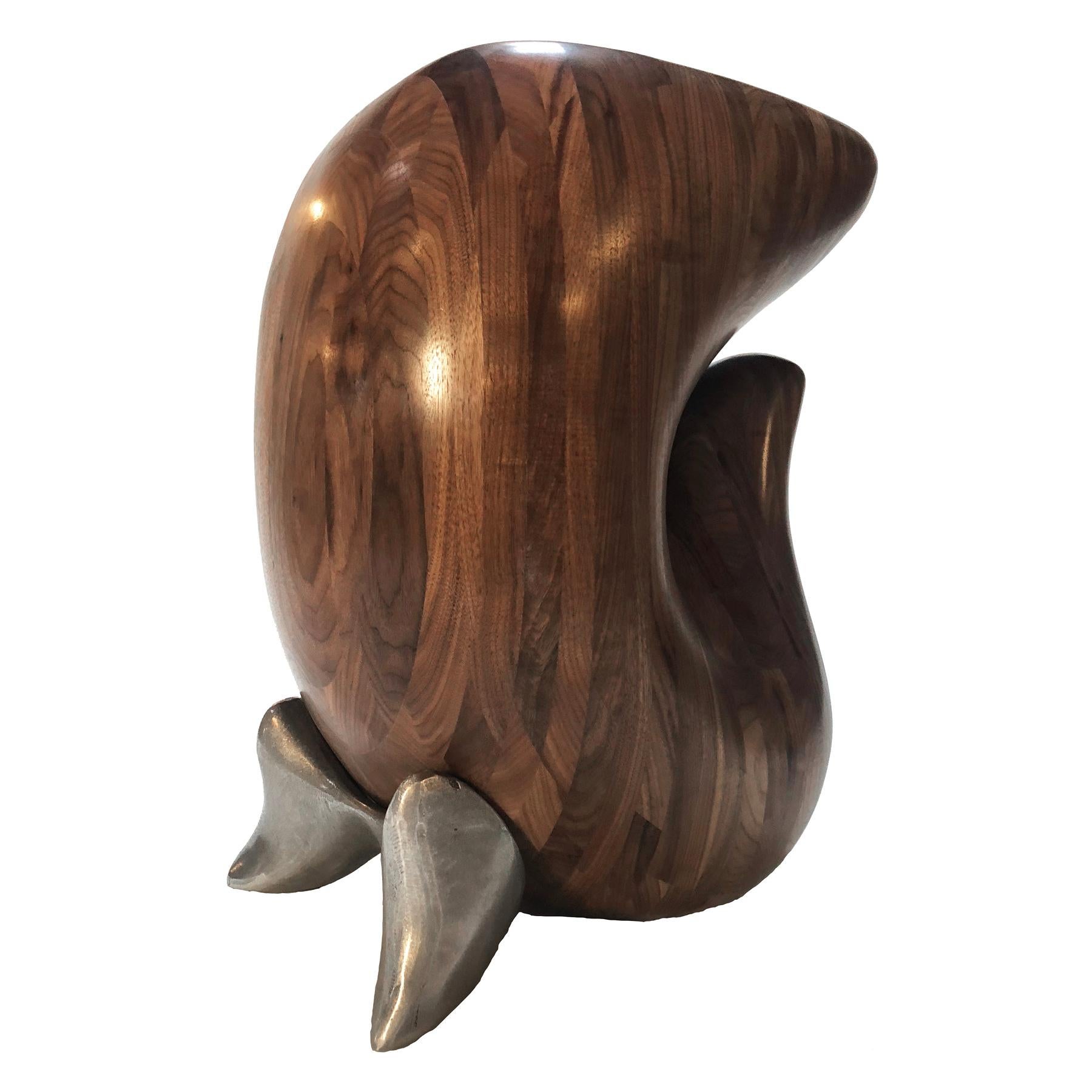 Carved Black Walnut And Cast Aluminum Elephant Seal Side Table, Jordan Mozer, USA, 2018 For Sale