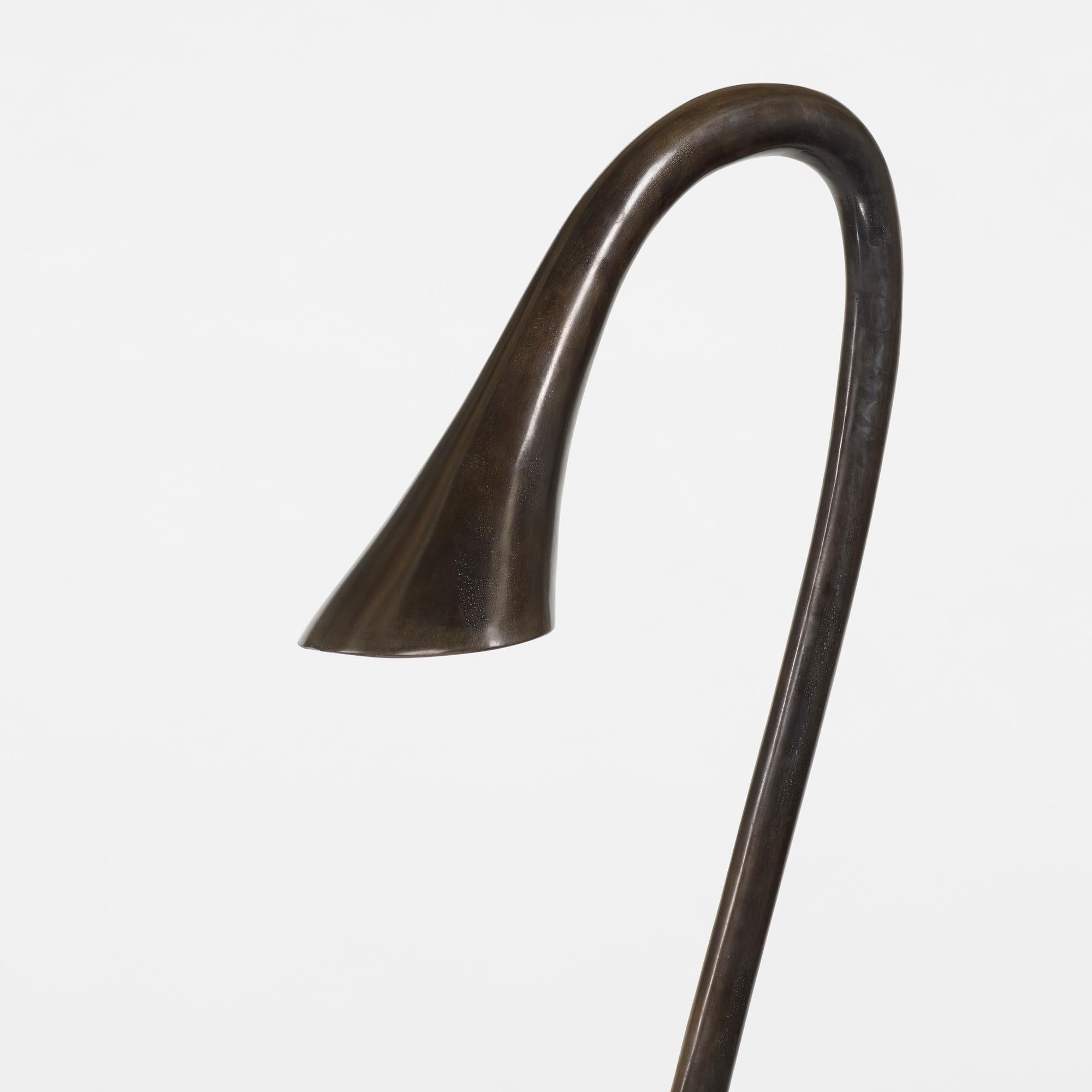 Jordan Mozer, Eliza's biggest dark question floor lamp, cast aluminum, 1992, signed, single socket
63” x 10” x 17” ( 160cm x 25 cm x 43 cm). Made in Chicago, 1992. Provenance: collection of the artist.

PROCESS + MATERIALS
Hand carved wood pattern