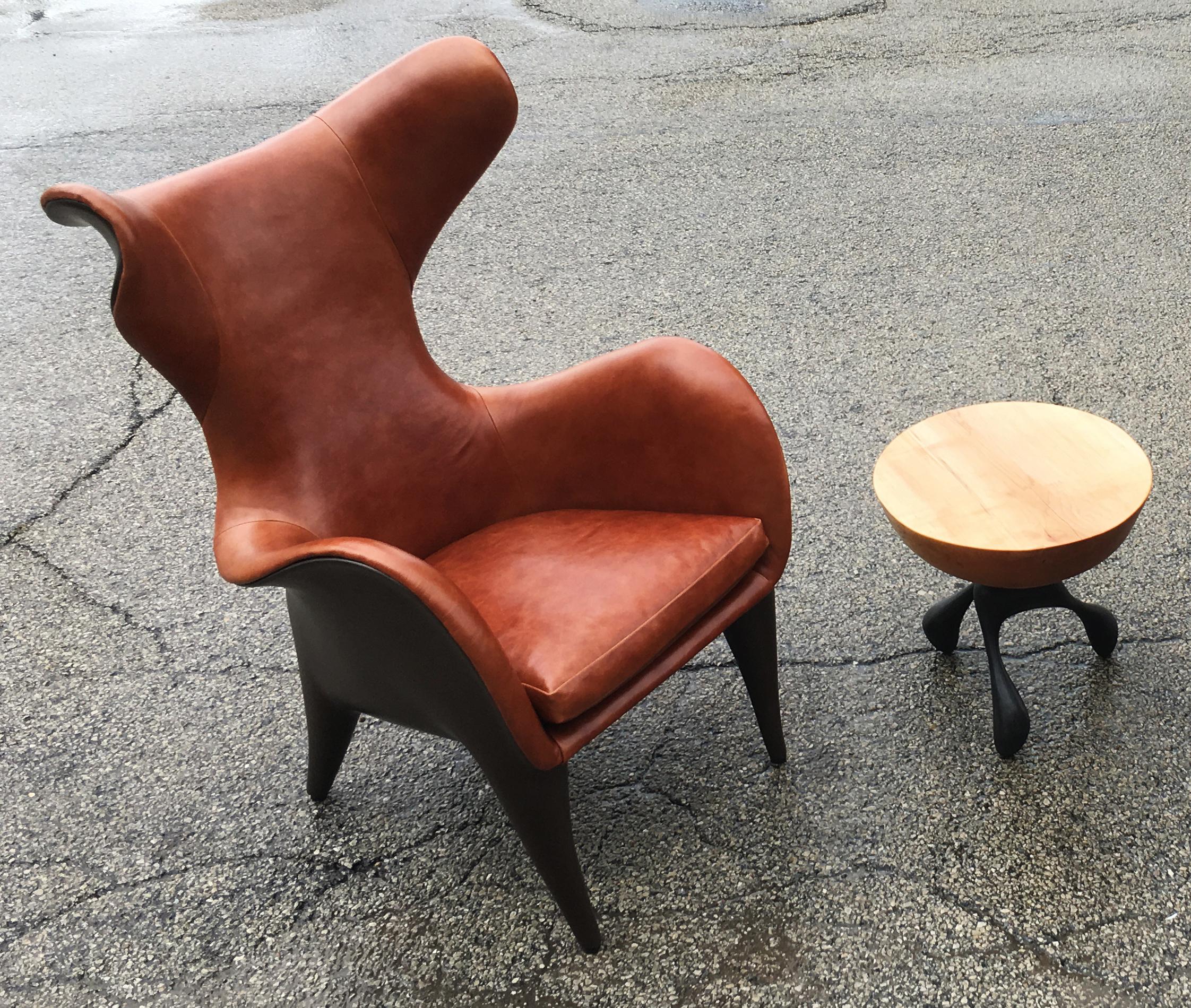Frankie Wingback Chair/ Lounge Chair, Leather+Resin, Jordan Mozer, USA, 2007/18 For Sale 1
