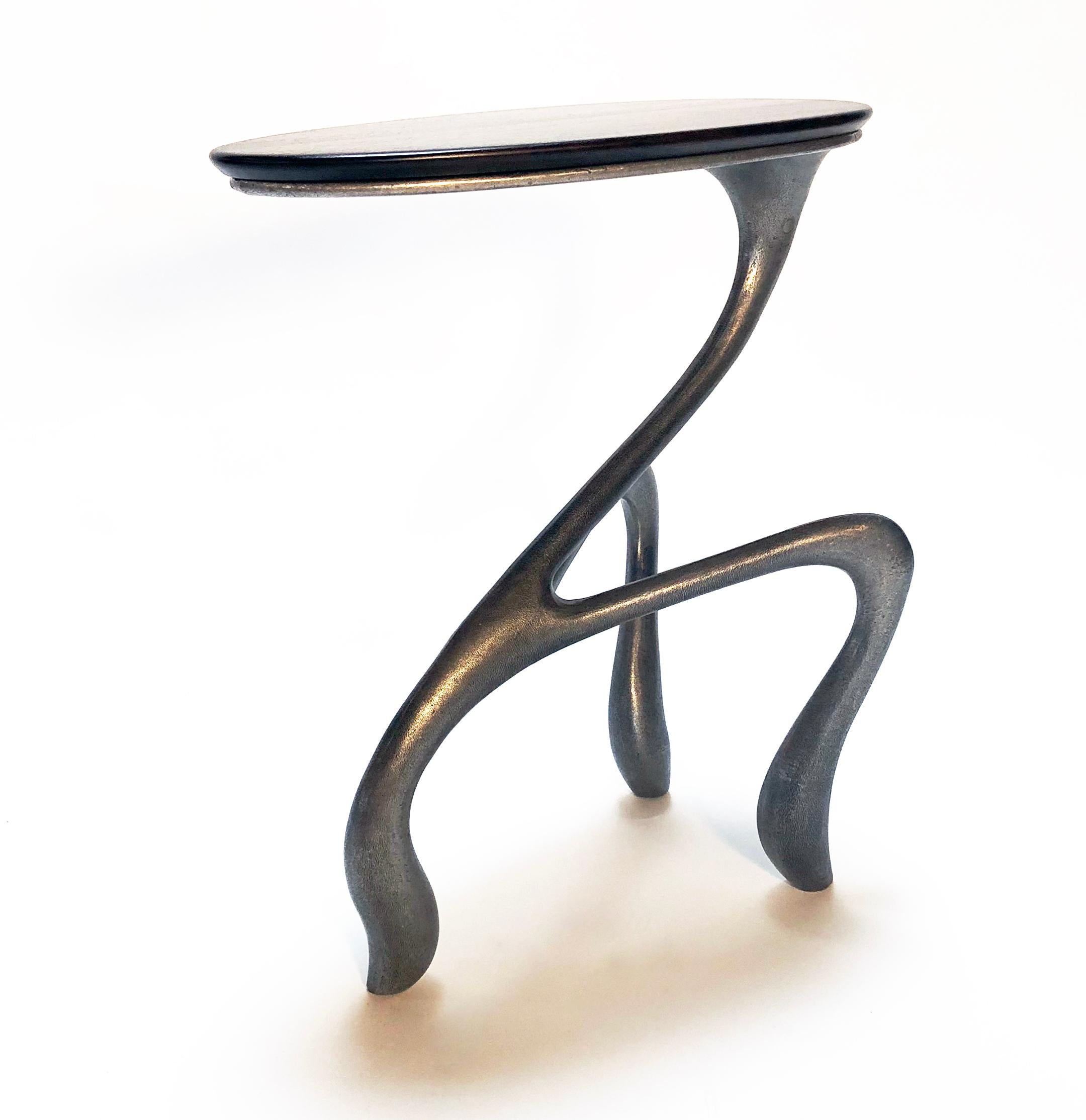 Jordan Mozer (b.1958), Goosegūß Side Table / Occasional Table, Cast Recycled Aluminum + Wisconsin Black Walnut, Made in Chicago, 2004 / 2018. Collection of the artist. Signed.  Measurements: 19