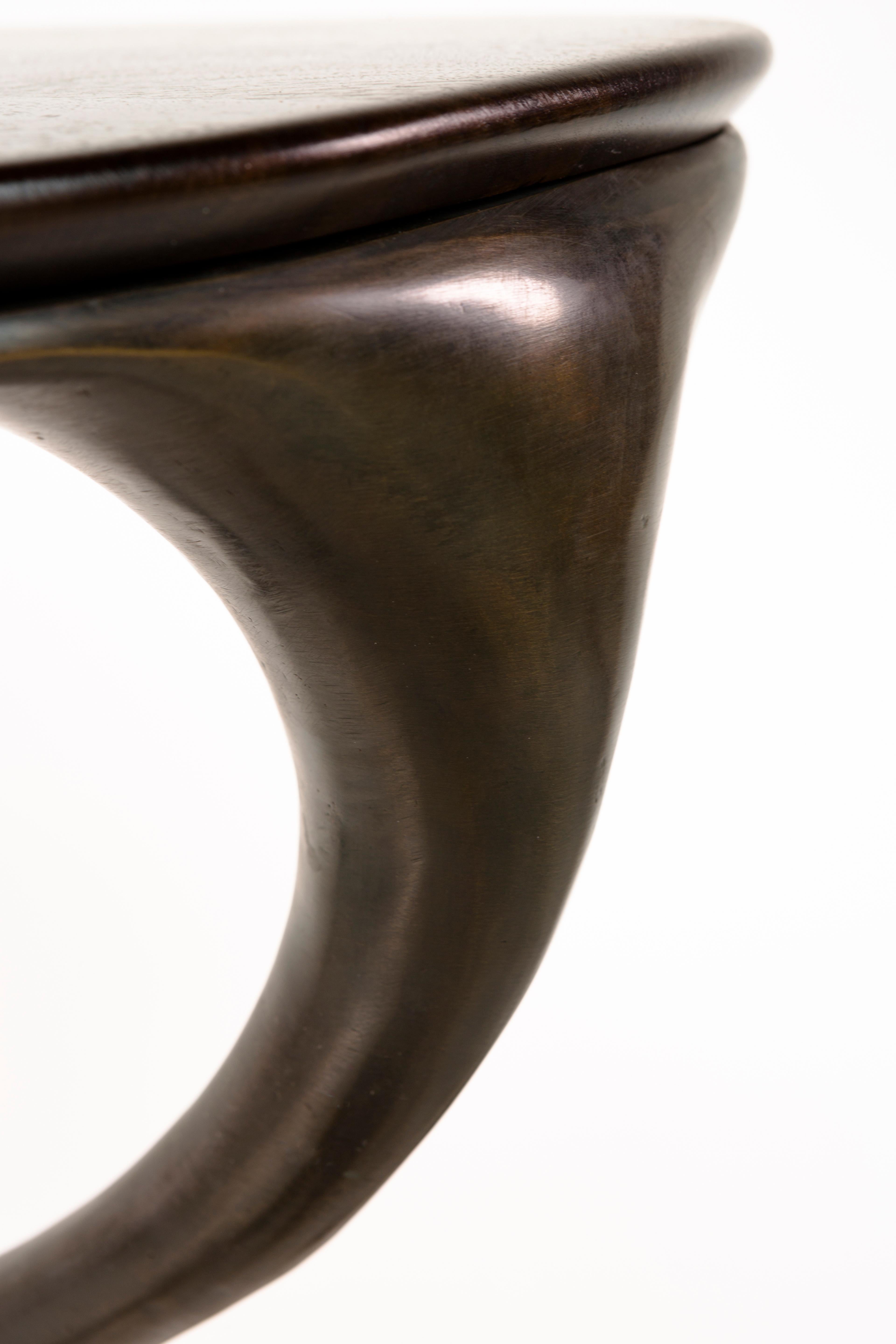 Goosegūß Side Table, Occasional Table, Bronze + Walnut  Jordan Mozer USA 2004 In New Condition For Sale In Chicago, IL