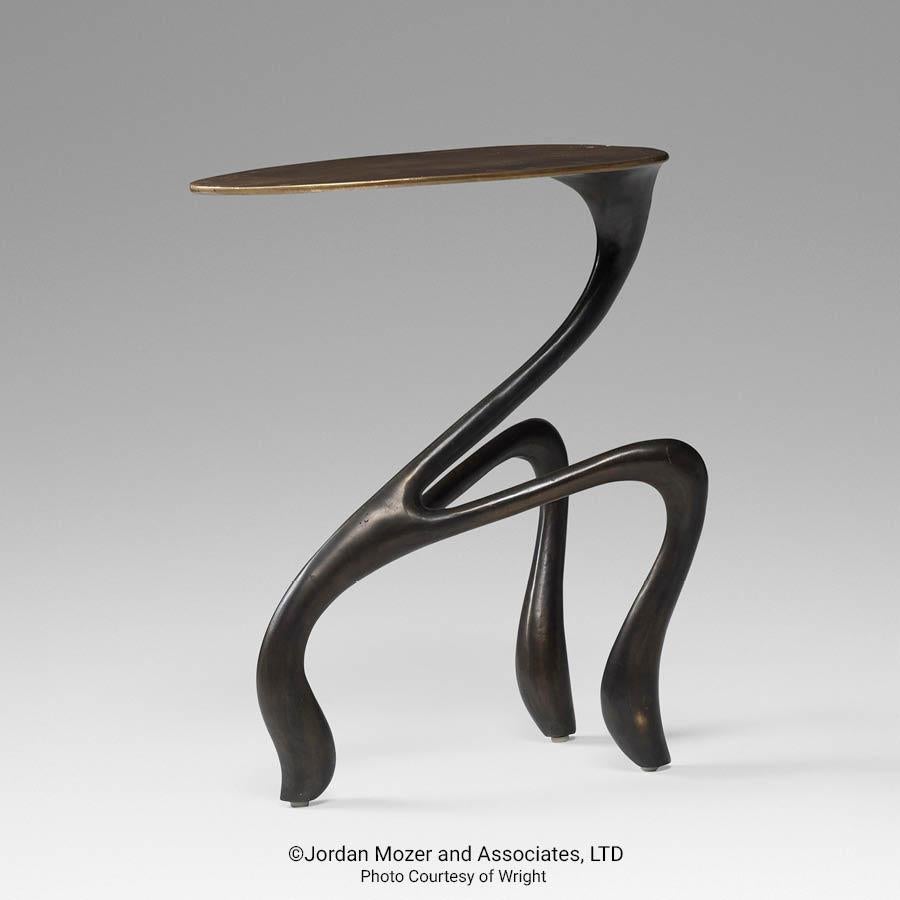 Goosegūß Side Table, Occasional Table, Bronze + Walnut  Jordan Mozer USA 2004 For Sale 1