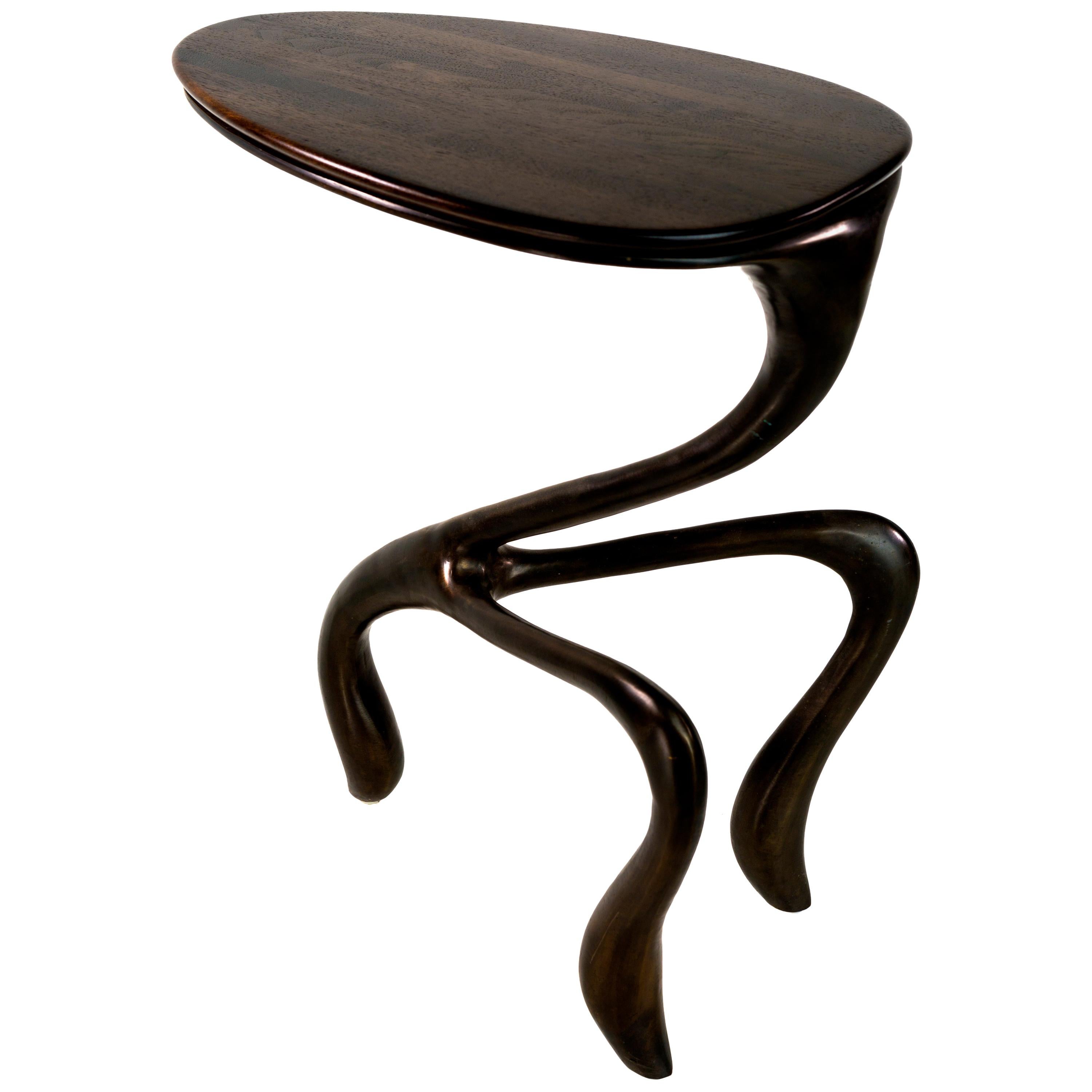 Goosegūß Side Table, Occasional Table, Bronze + Walnut  Jordan Mozer USA 2004 For Sale