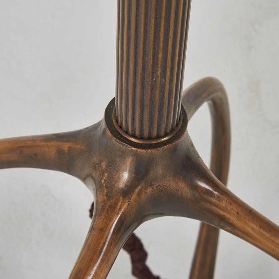 Modern H57 Floor Lamp, Torchiere: Carved Cast Bronze&Linen, Jordan Mozer, USA, 2008/2015 For Sale