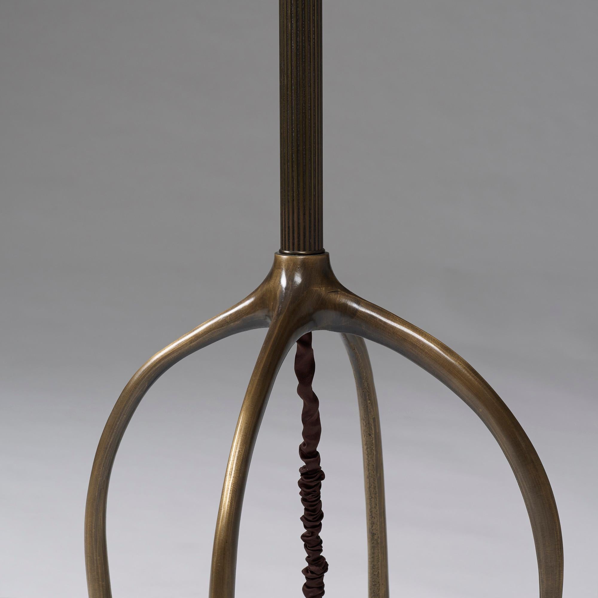Modern H57 Floor Lamp; Carved Cast Bronze, Blown Glass, Jordan Mozer, USA, 2008 For Sale