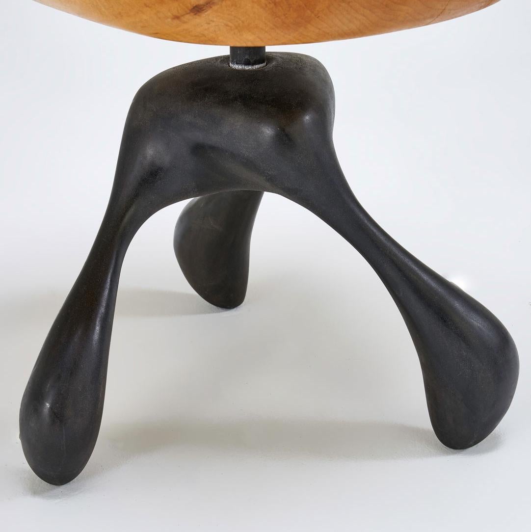 Modern Musashi Side Table, Hand-Carved Sycamore, Cast Aluminum, Jordan Mozer, USA, 2016 For Sale
