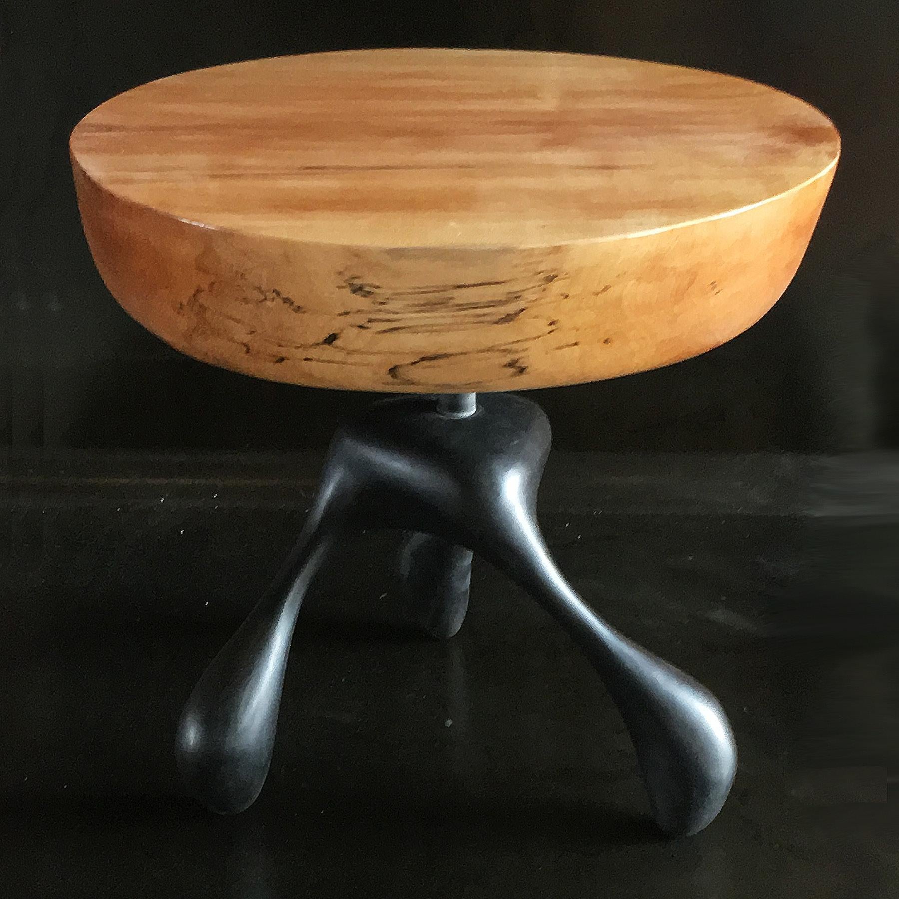 Musashi Side Table, Hand-Carved Sycamore, Cast Aluminum, Jordan Mozer, USA, 2016 For Sale 1