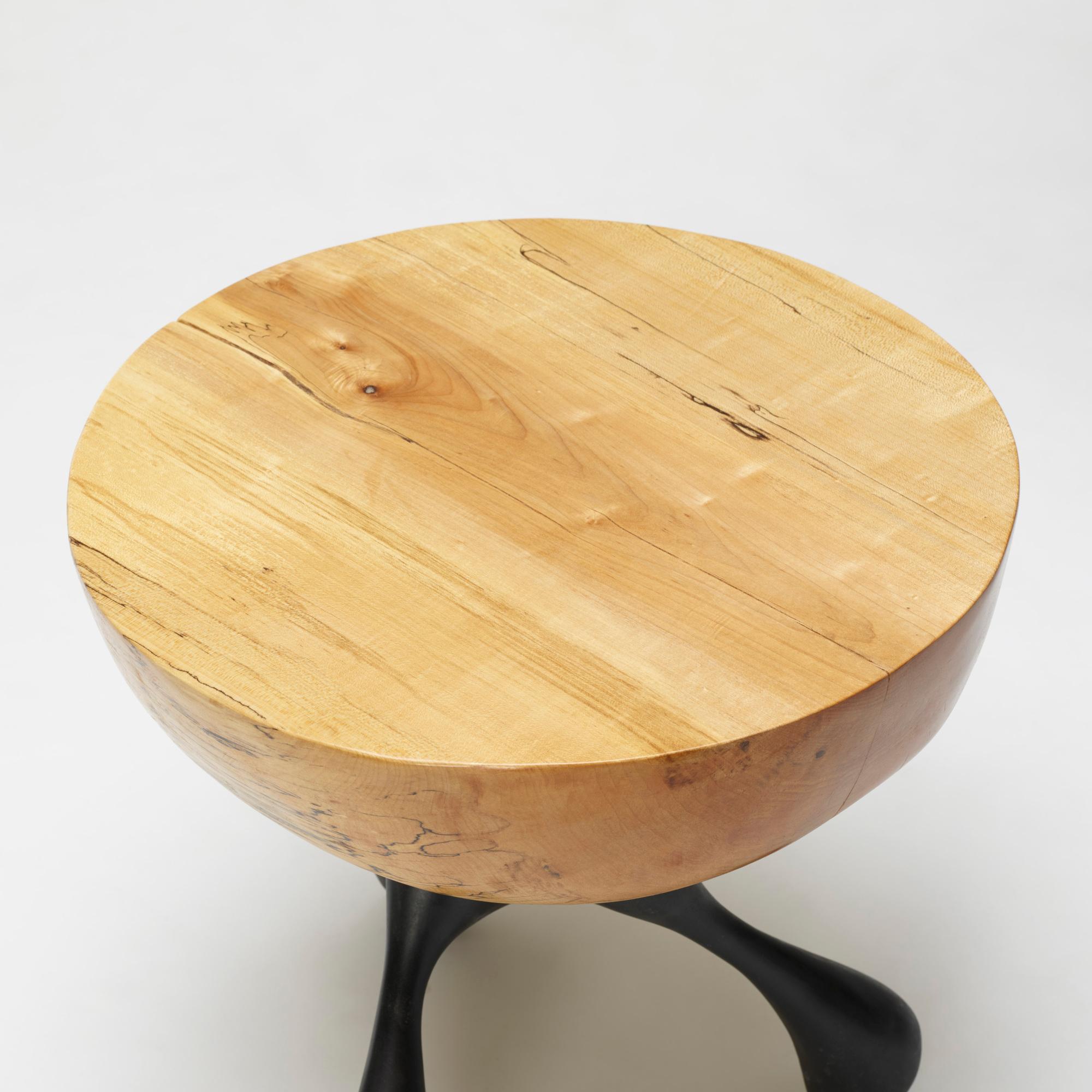 Musashi Side Table, Hand-Carved Sycamore, Cast Aluminum, Jordan Mozer, USA, 2016 In New Condition For Sale In Chicago, IL