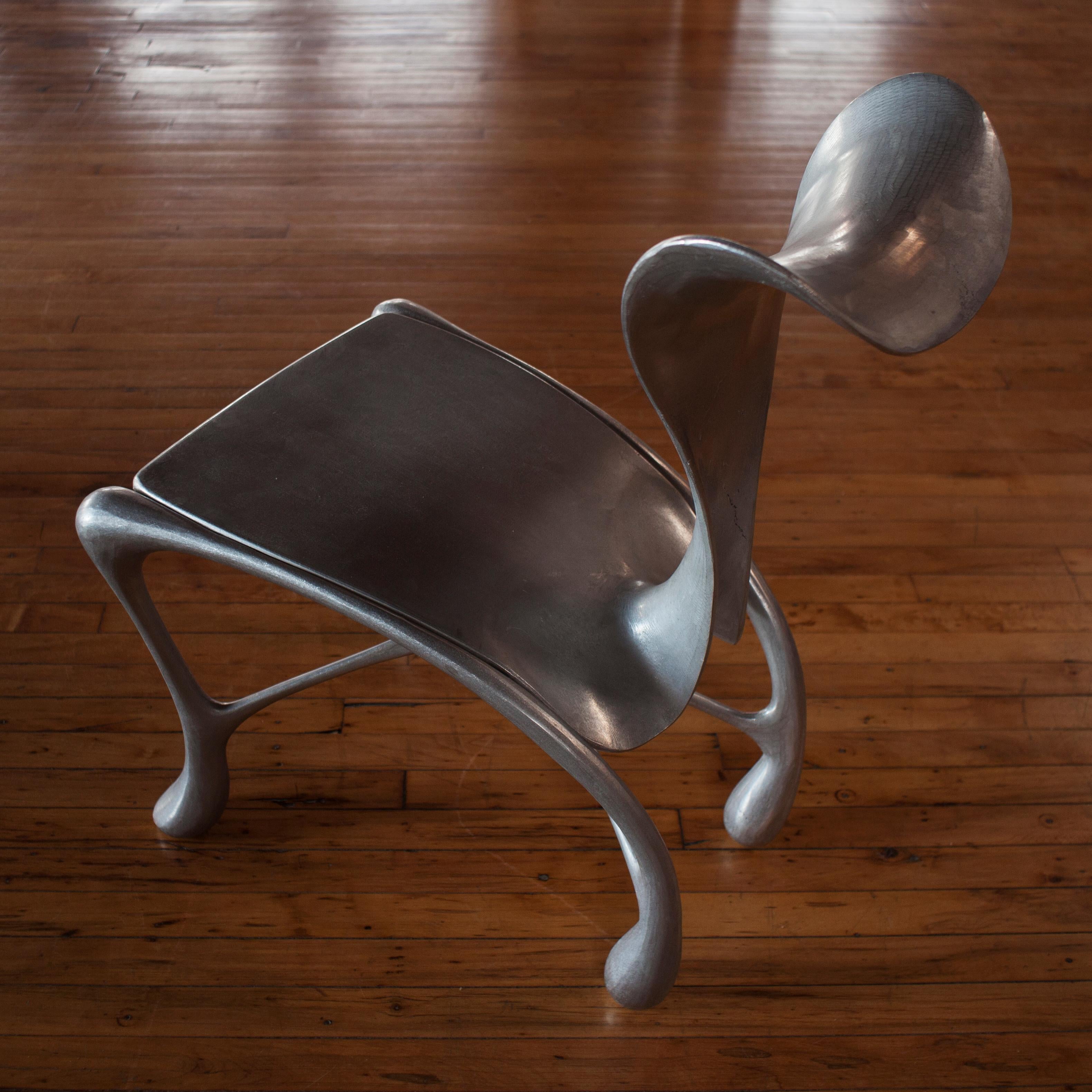 Hoodie Side Chair, Hand-Carved/Cast Aluminum, Jordan Mozer, USA, 2018 For Sale 5