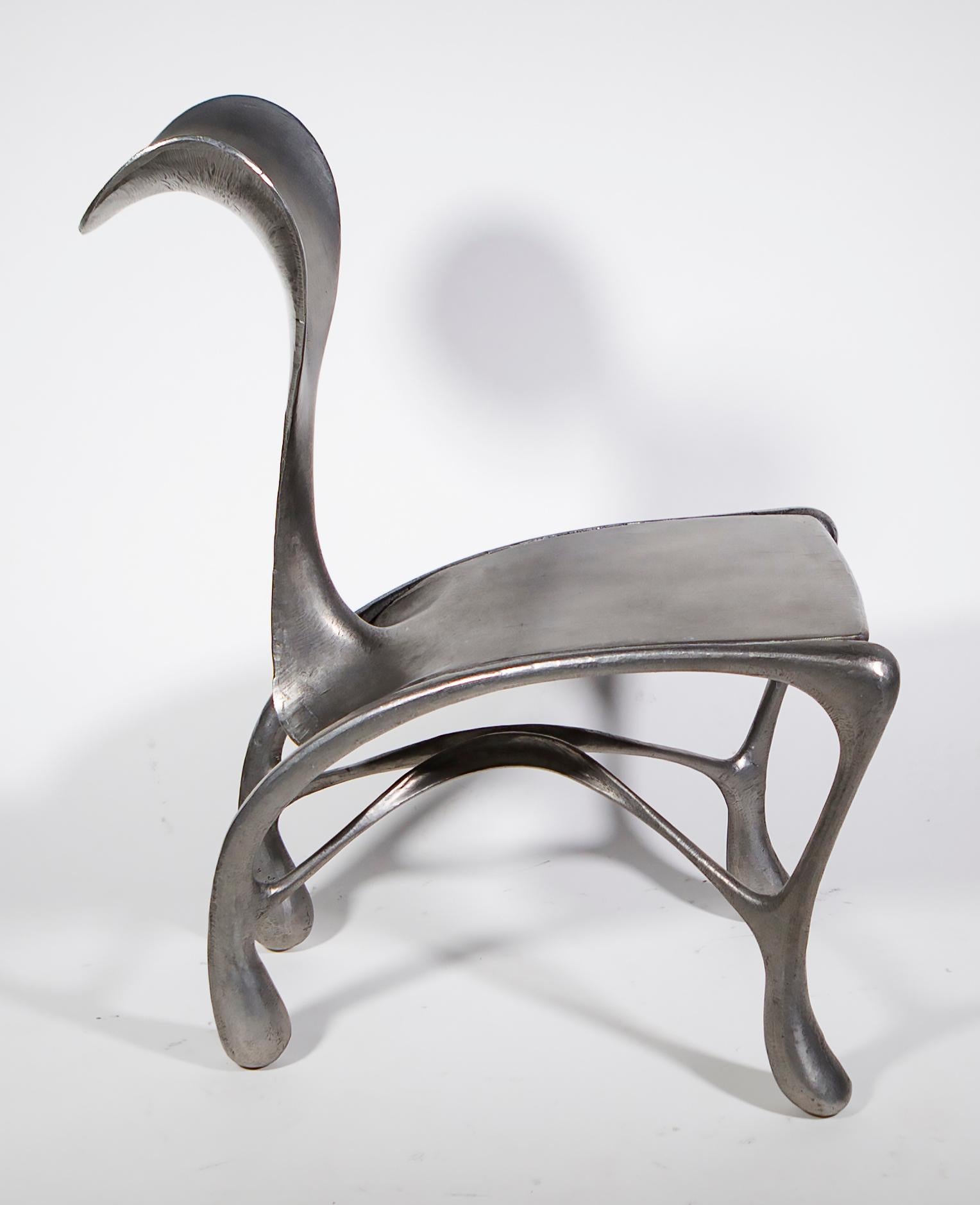 Modern Hoodie Side Chair, Hand-Carved/Cast Aluminum, Jordan Mozer, USA, 2018 For Sale