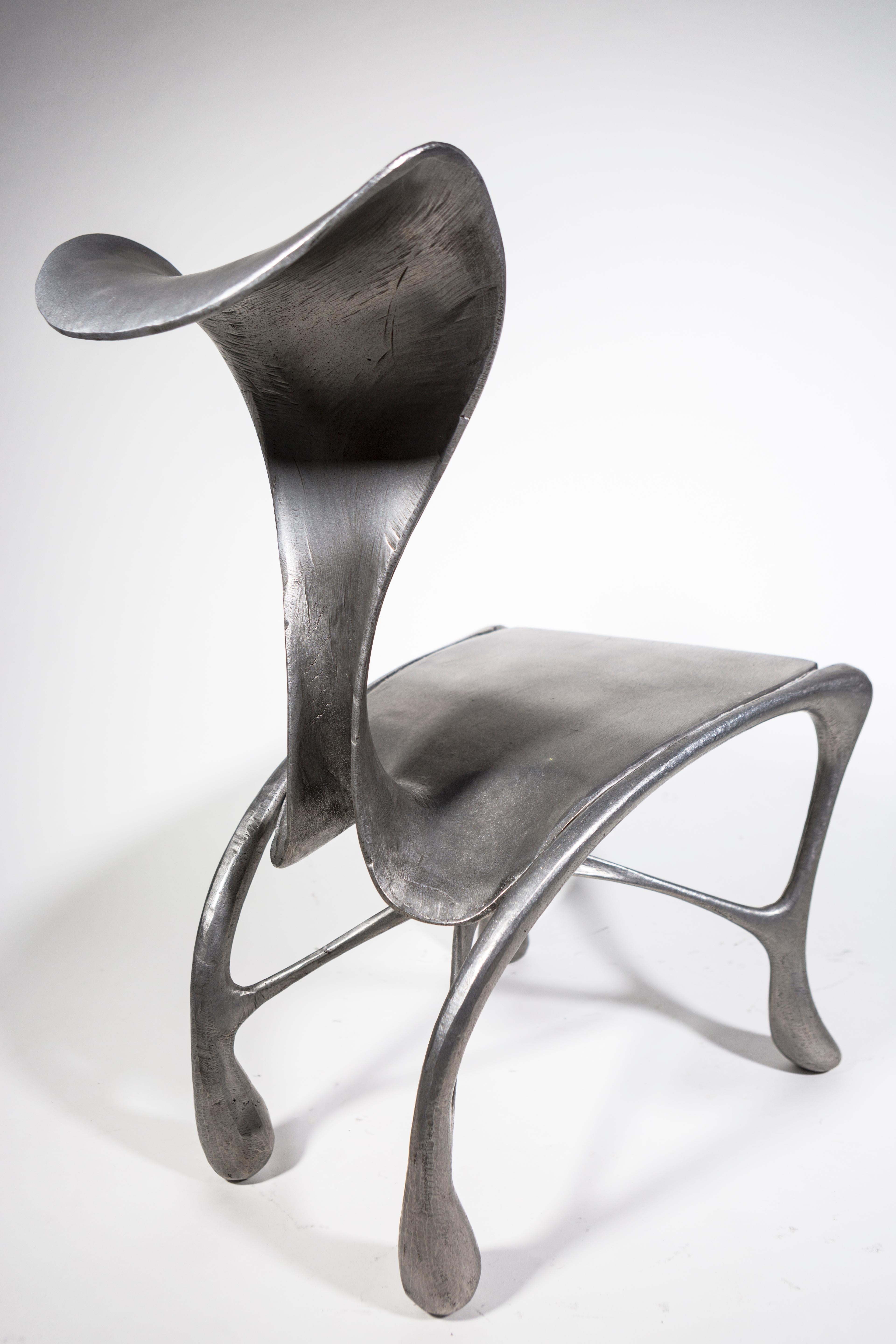 Hoodie Side Chair, Hand-Carved/Cast Aluminum, Jordan Mozer, USA, 2018 (amerikanisch) im Angebot
