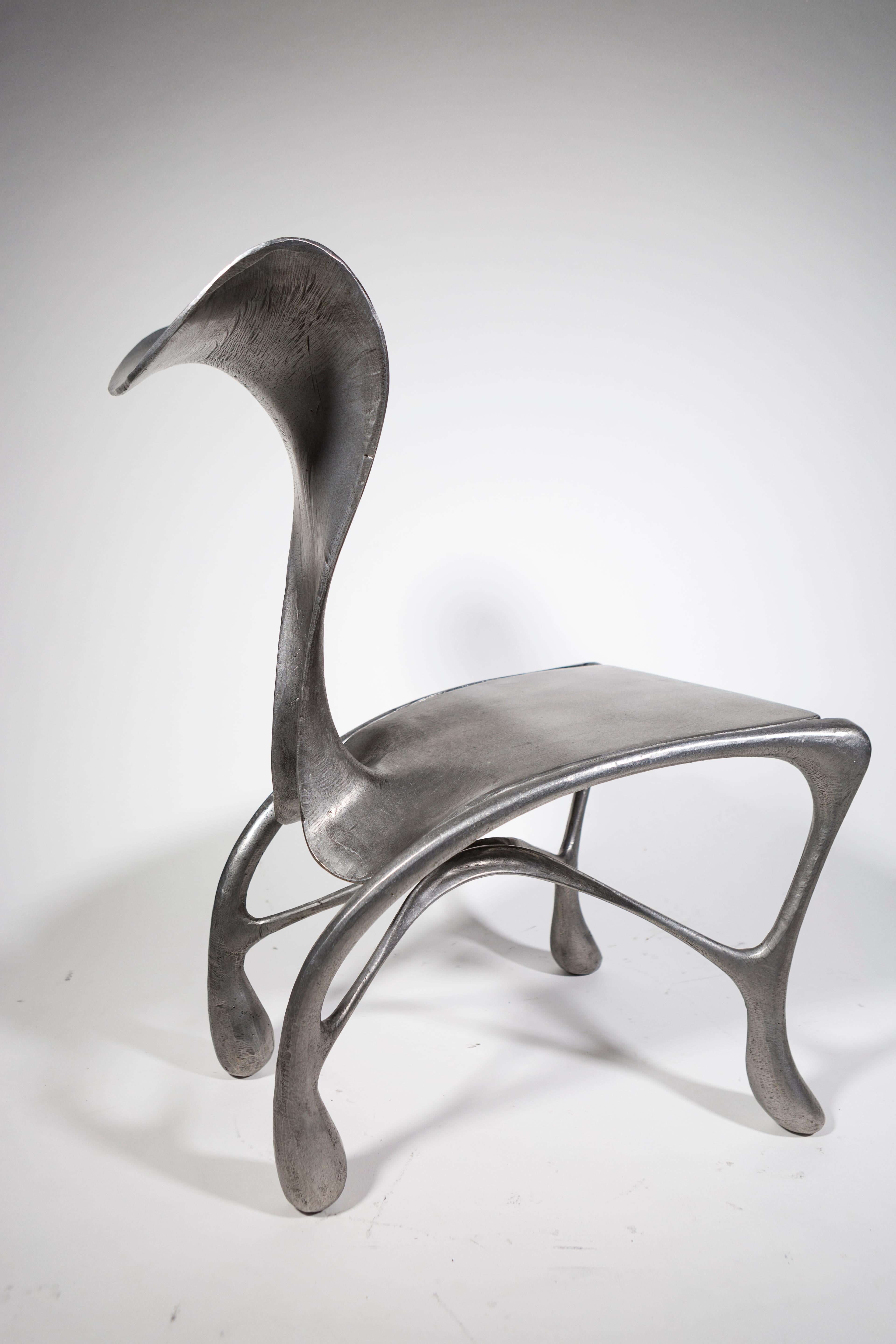 Hoodie Side Chair, Hand-Carved/Cast Aluminum, Jordan Mozer, USA, 2018 For Sale 1