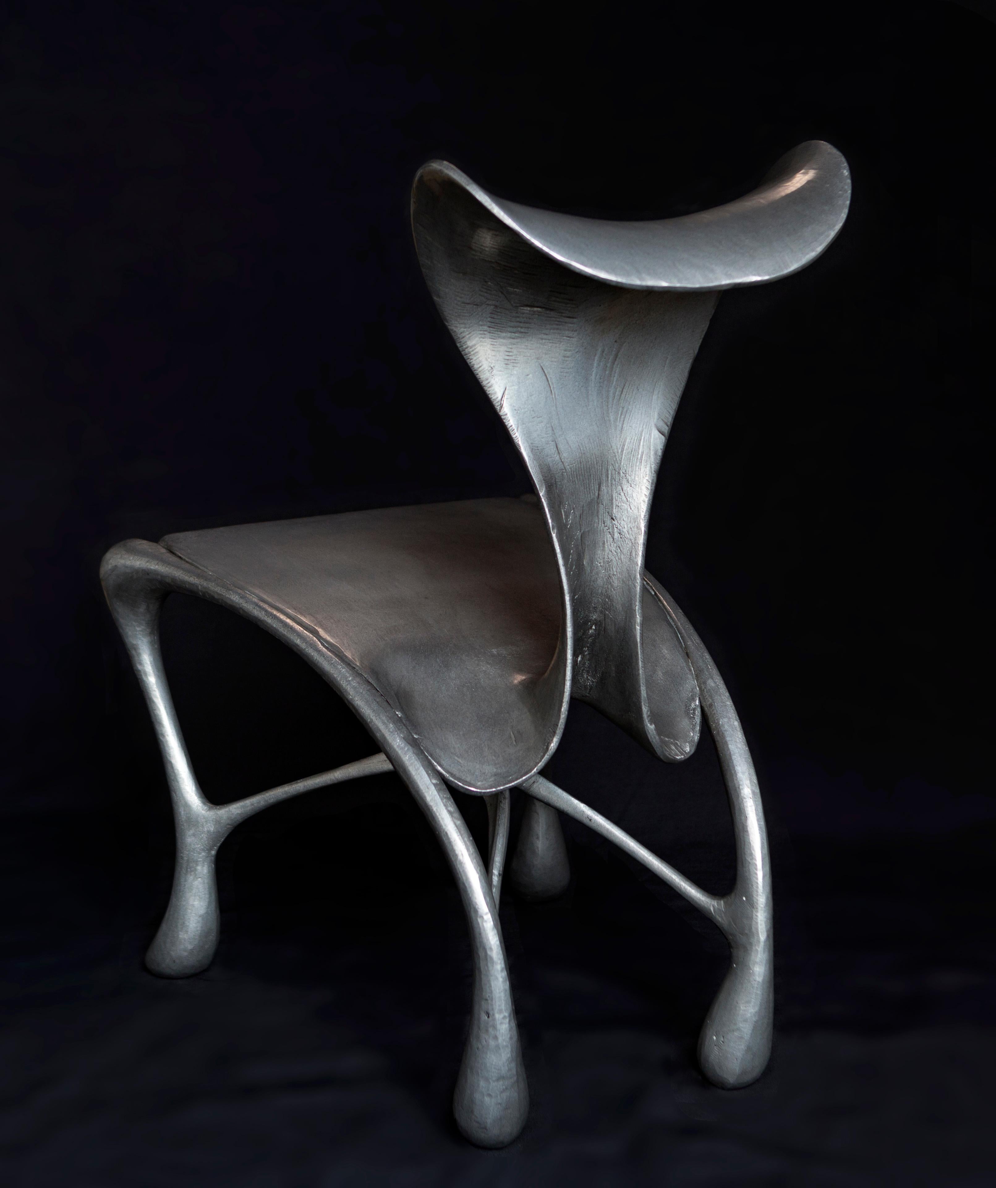 Hoodie Side Chair, Hand-Carved/Cast Aluminum, Jordan Mozer, USA, 2018 For Sale 4