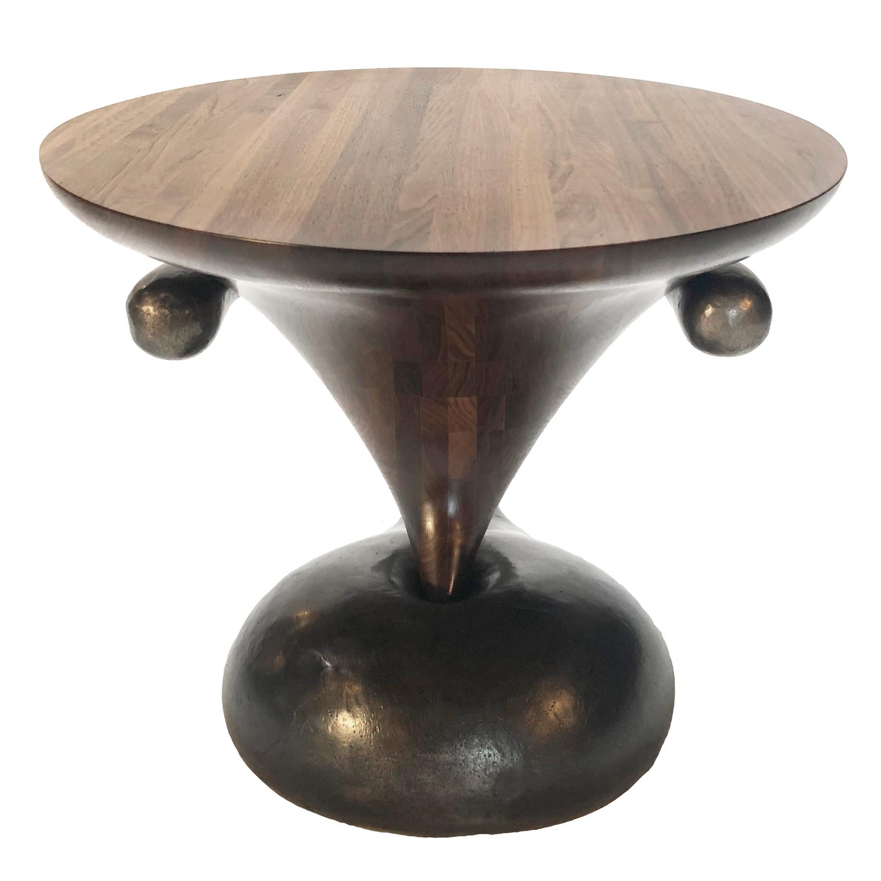 Contemporary Side Table, ”Paradise Poke Table”, Cast  Aluminum, Walnut, Jordan Mozer, USA, 2018 For Sale
