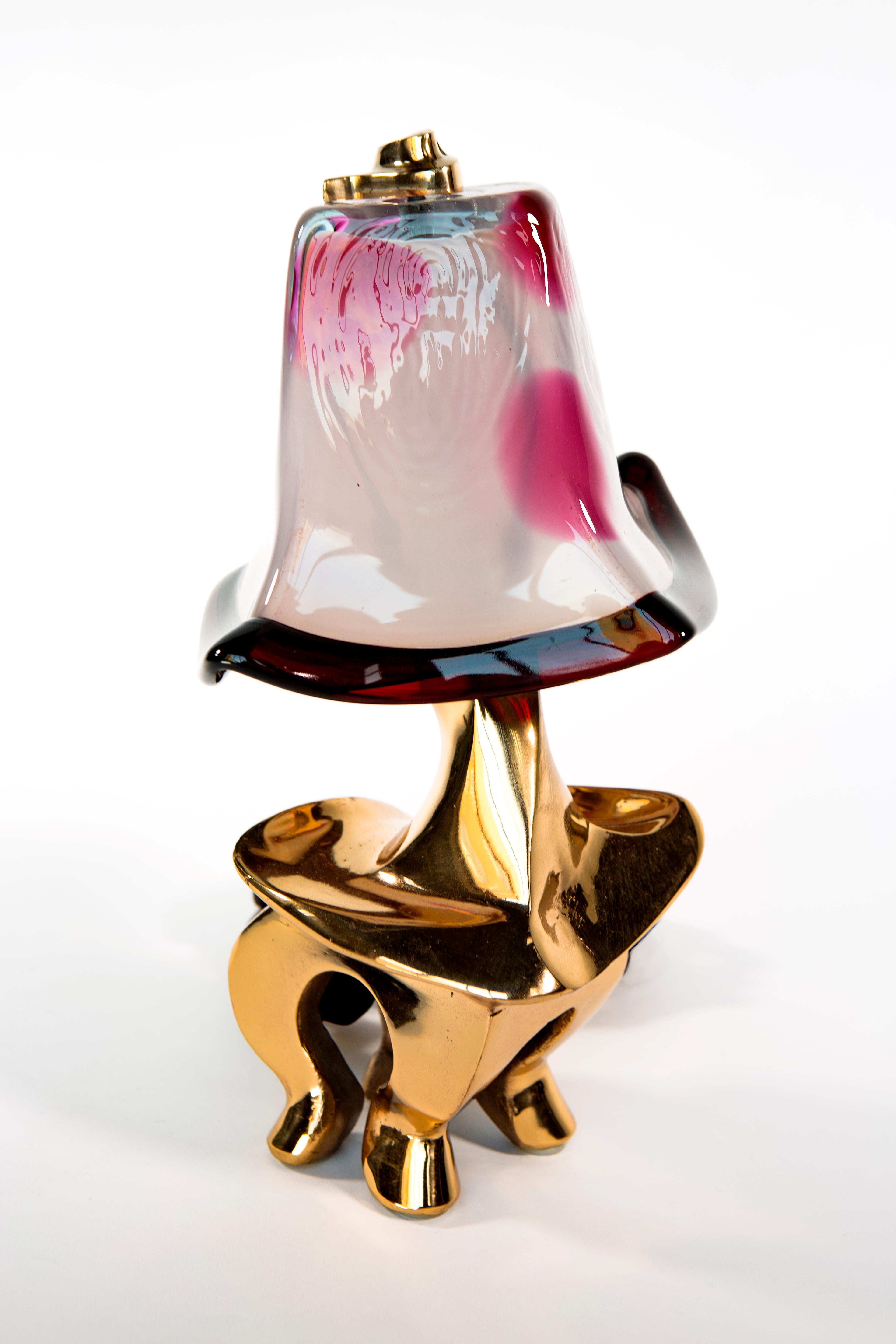 Modern Plié Ballet Table Lamp, Cast Bronze, Blown Glass, Iridium, Jordan Mozer USA 1993 For Sale