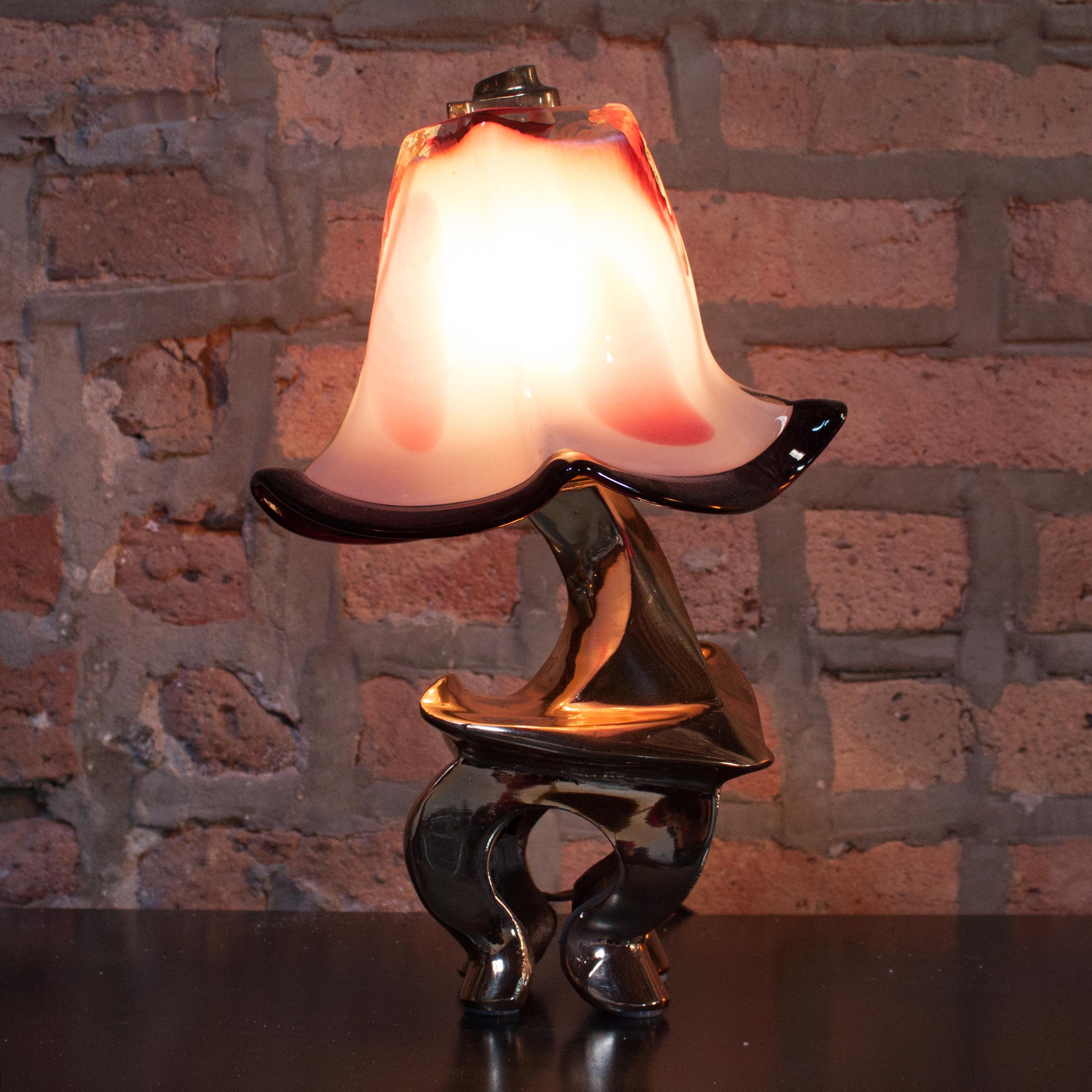 20th Century Plié Ballet Table Lamp, Cast Bronze, Blown Glass, Iridium, Jordan Mozer USA 1993 For Sale