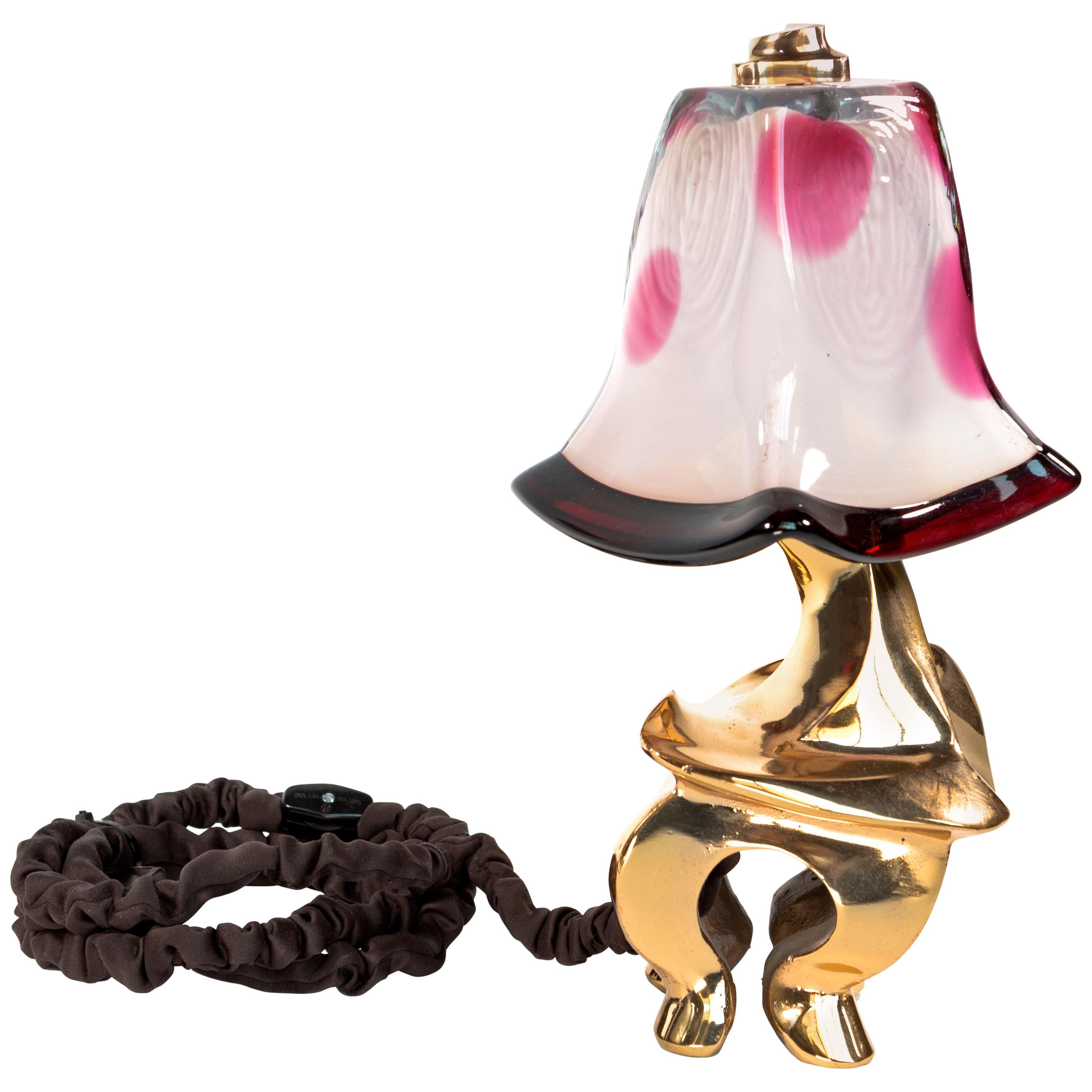 Plié Ballet Table Lamp, Cast Bronze, Blown Glass, Iridium, Jordan Mozer USA 1993 For Sale