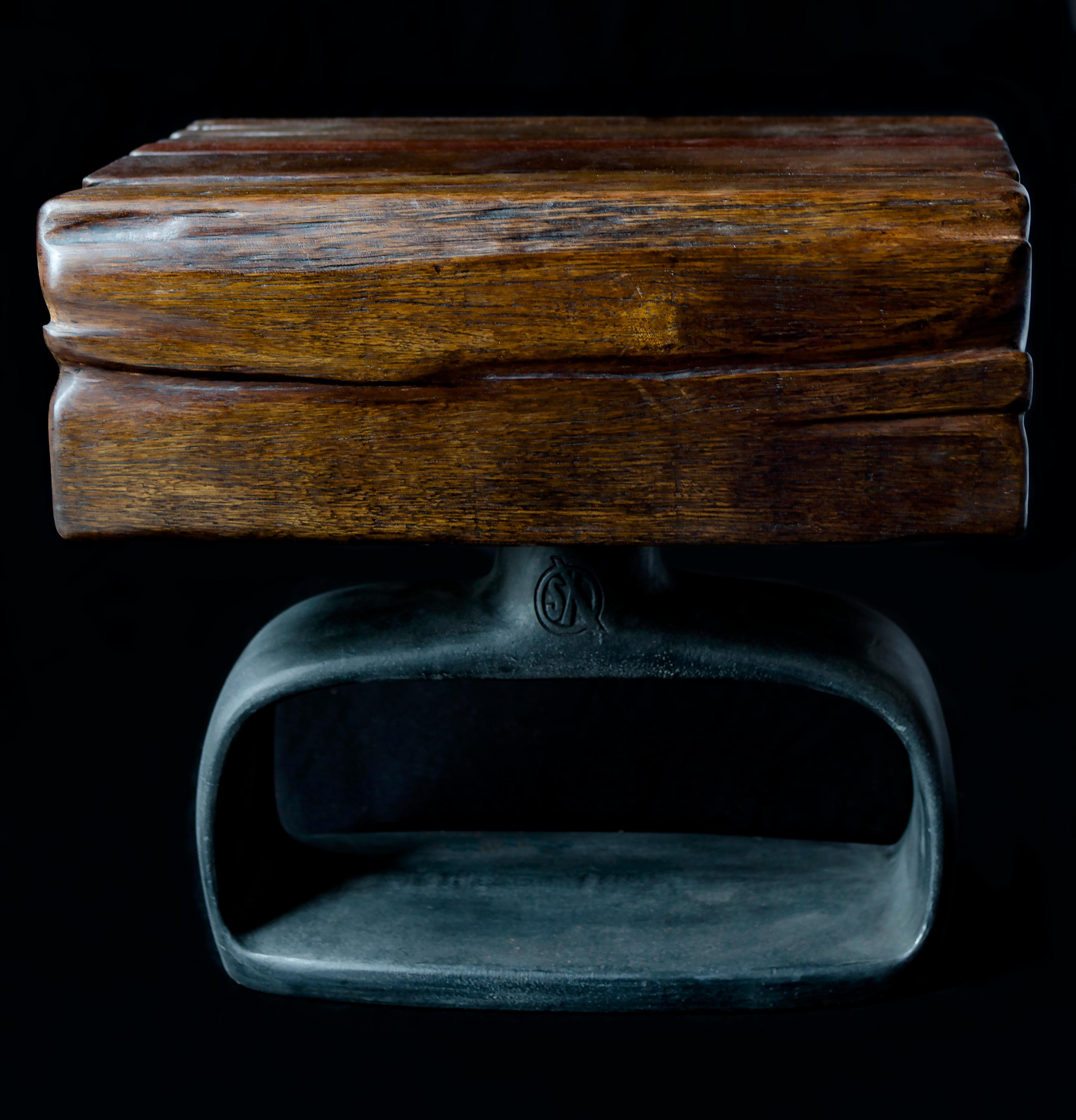 Jordan Mozer (b. 1958), SX/XS.Chunk table: Hand carved reclaimed red African ironwood, burnished and patinated cast aluminium, Chicago, 2018 Measurements: 7.5