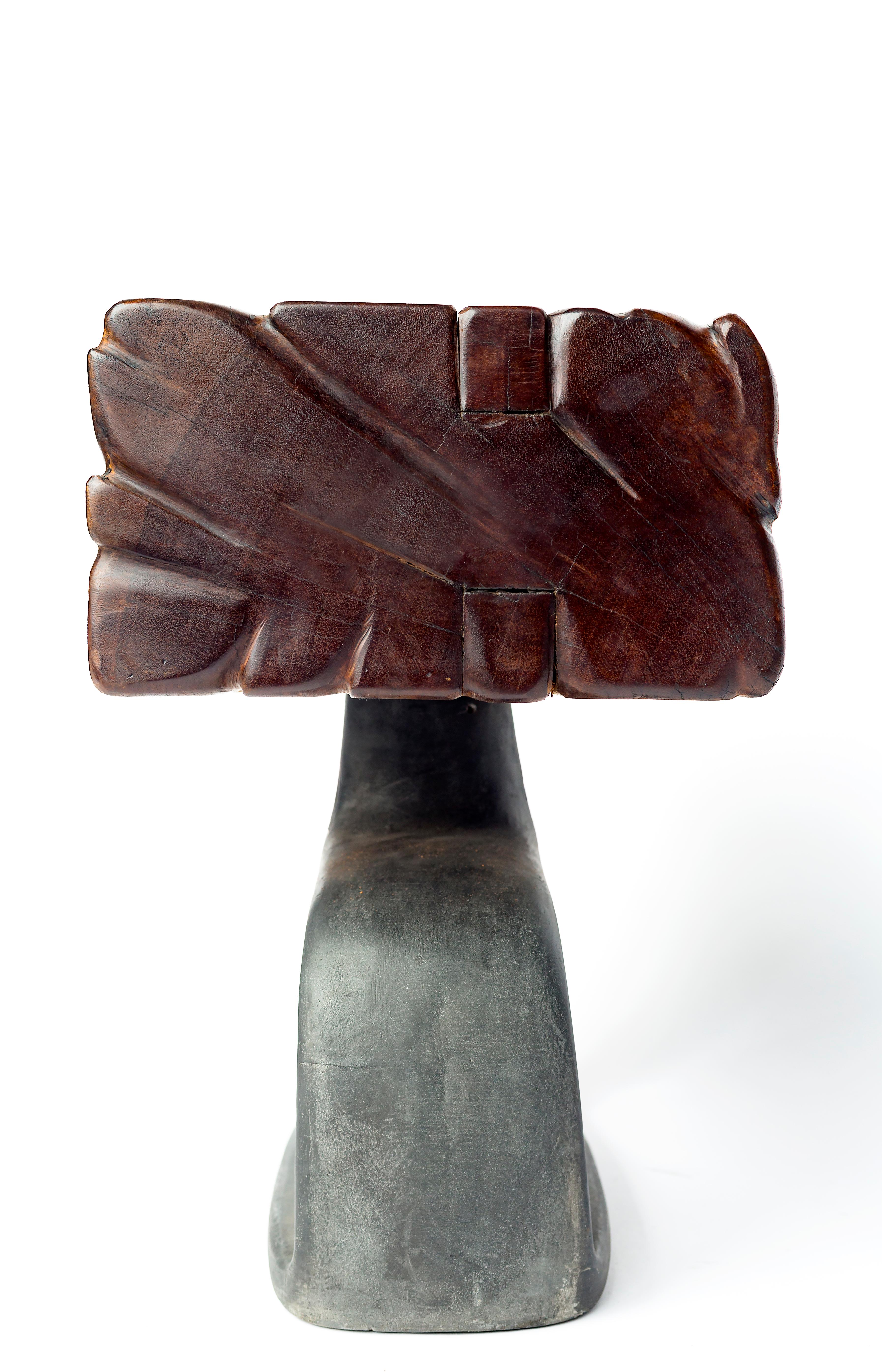 Organic Modern Jordan Mozer, Sx.Chunk Table, Hand Carved Ironwood, Cast Aluminum, Chicago, 2018
