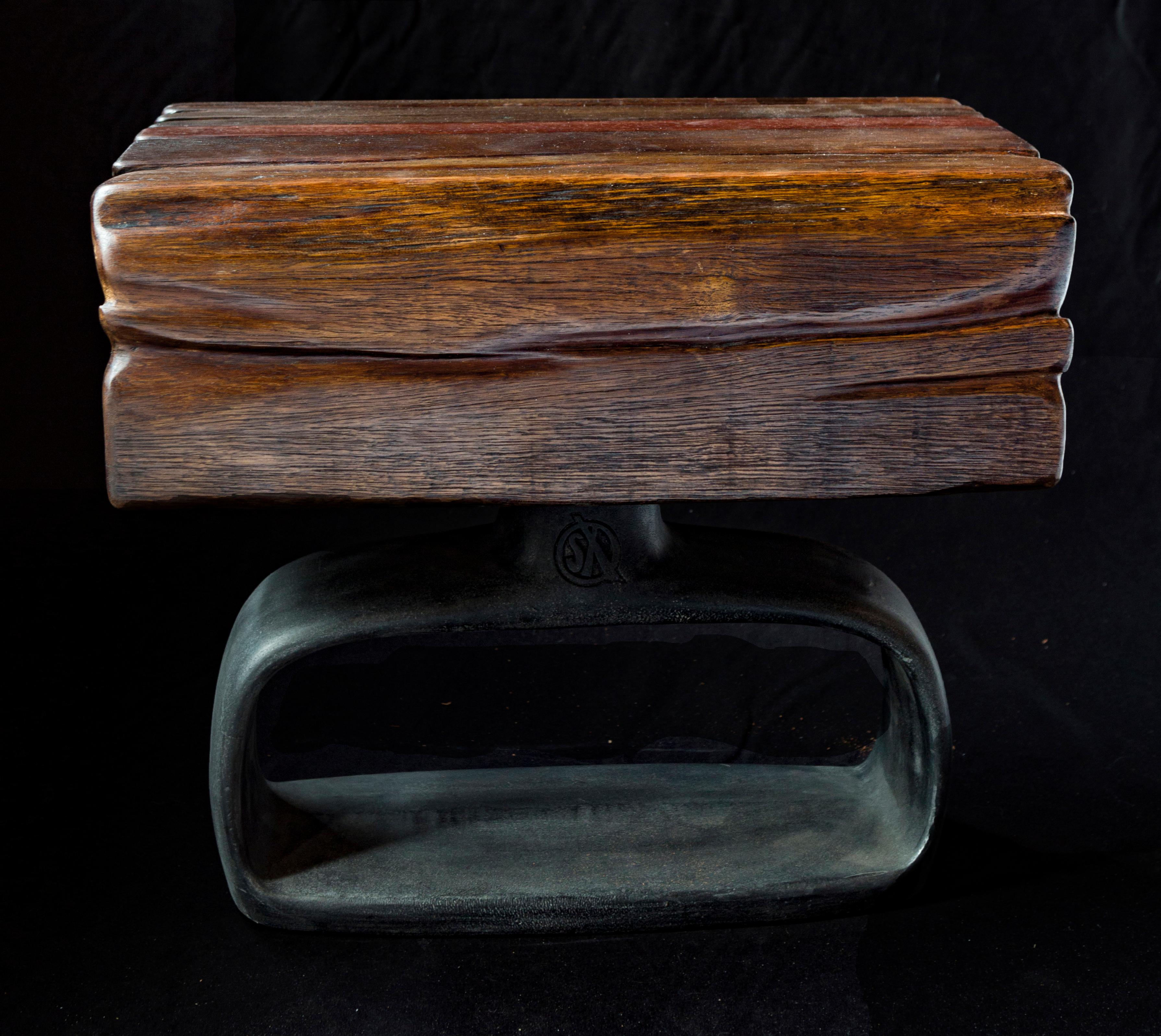 American Jordan Mozer, Sx.Chunk Table, Hand Carved Ironwood, Cast Aluminum, Chicago, 2018