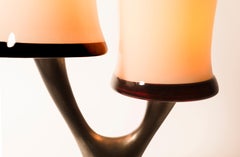 Twins Twig Table Lamp, Carved Cast Aluminum, Blown Glass, Jordan Mozer, USA, 1997