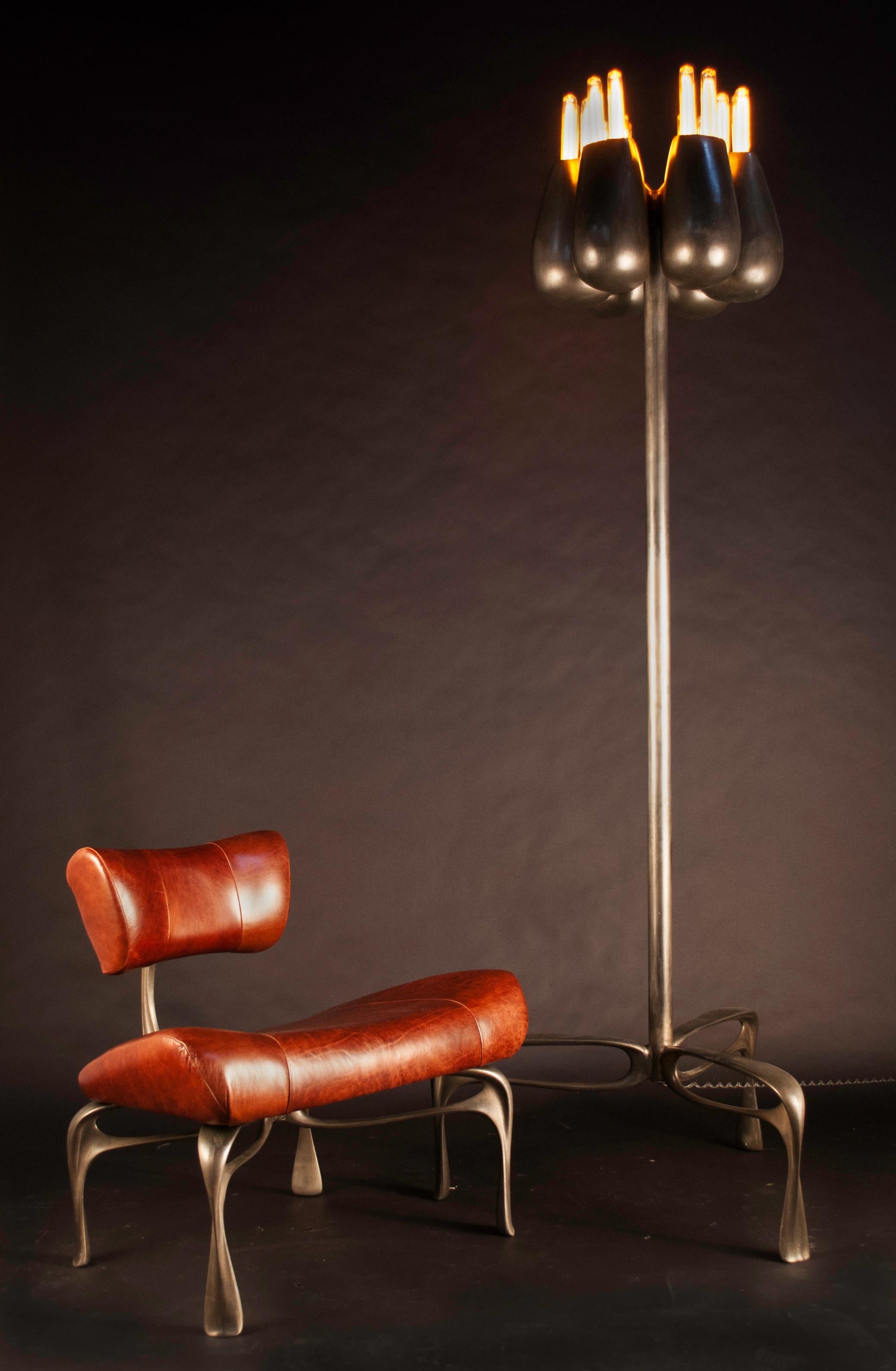 American Victory Lounge Chair, Leather + Patinated Cast Aluminum, Jordan Mozer, USA, 2012