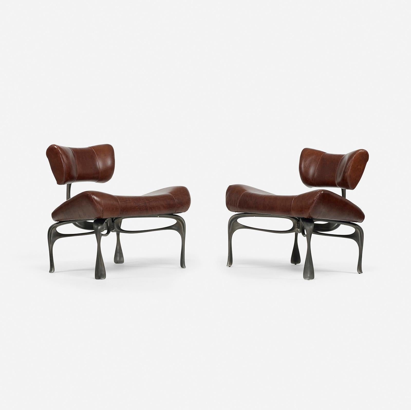 Victory Lounge Chair, Leather + Patinated Cast Aluminum, Jordan Mozer, USA, 2012 (21. Jahrhundert und zeitgenössisch)