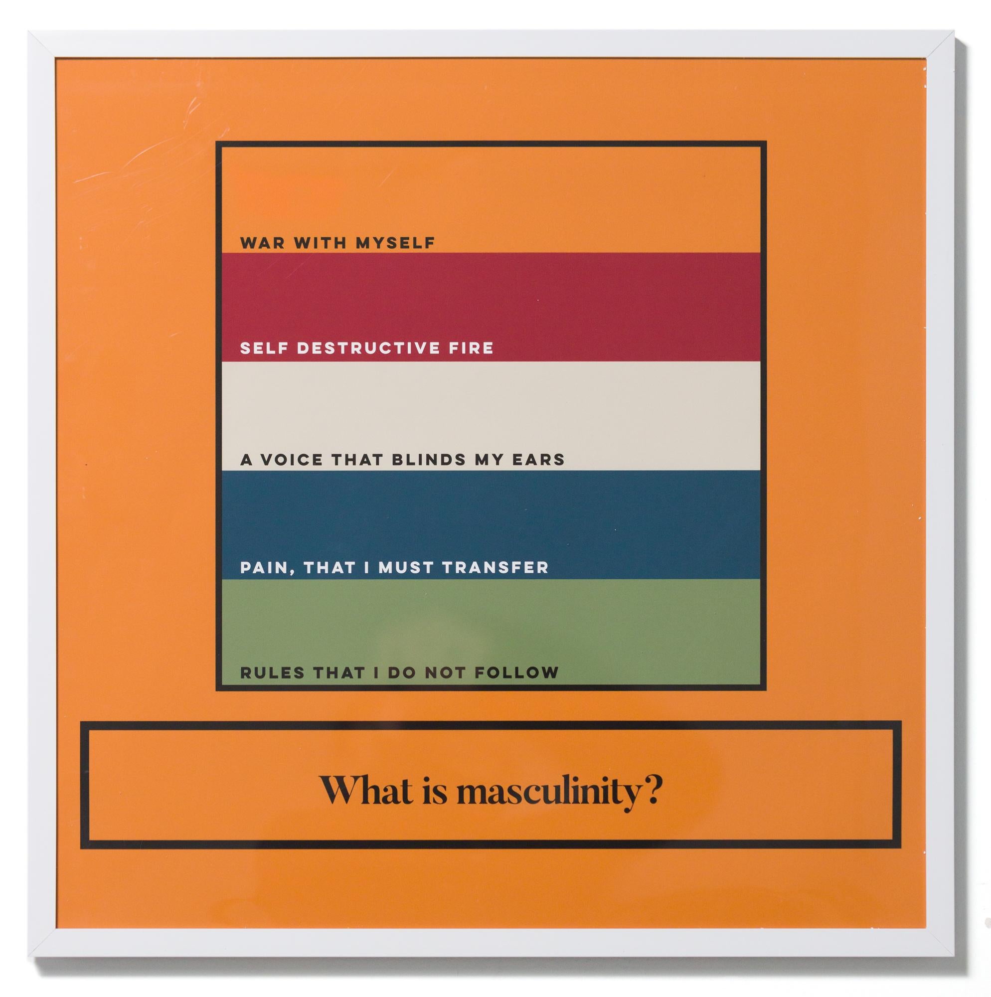 "What is masculinity?", Text, Poetry, Archival Pigment Print - Art by Jordan Plain