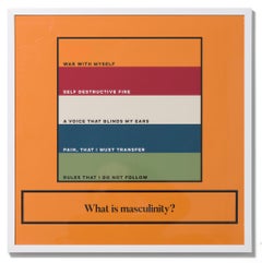 « Qu'est-ce que la masculinité ? », texte, poésie, impression pigmentaire d'archives