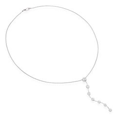 Jordan Schlanger 18k White Gold Diamond Station Drop Necklace