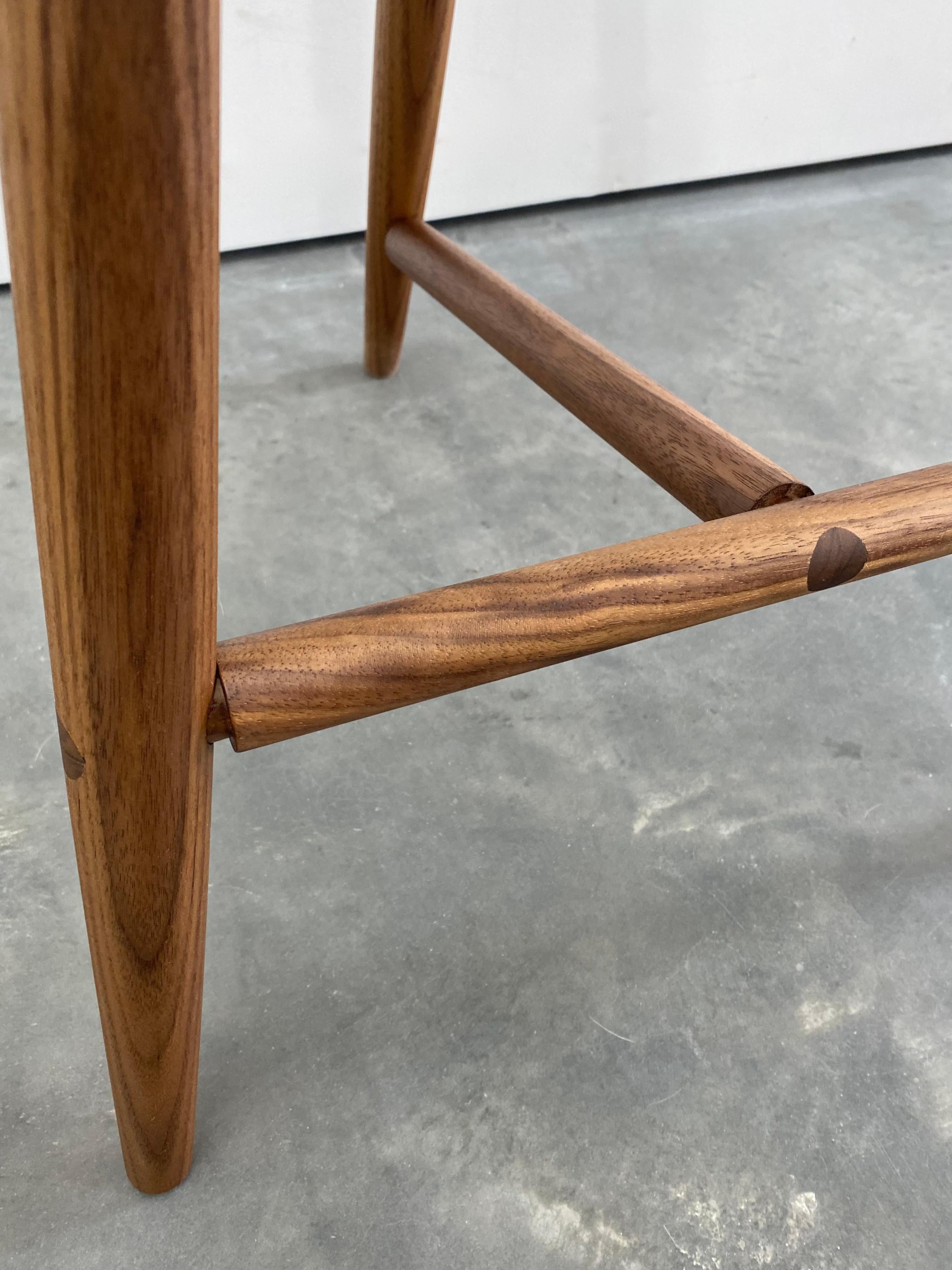 American Jordan Walnut Counter Height 3-Legged Stool by New York Heartwoods - In Stock For Sale
