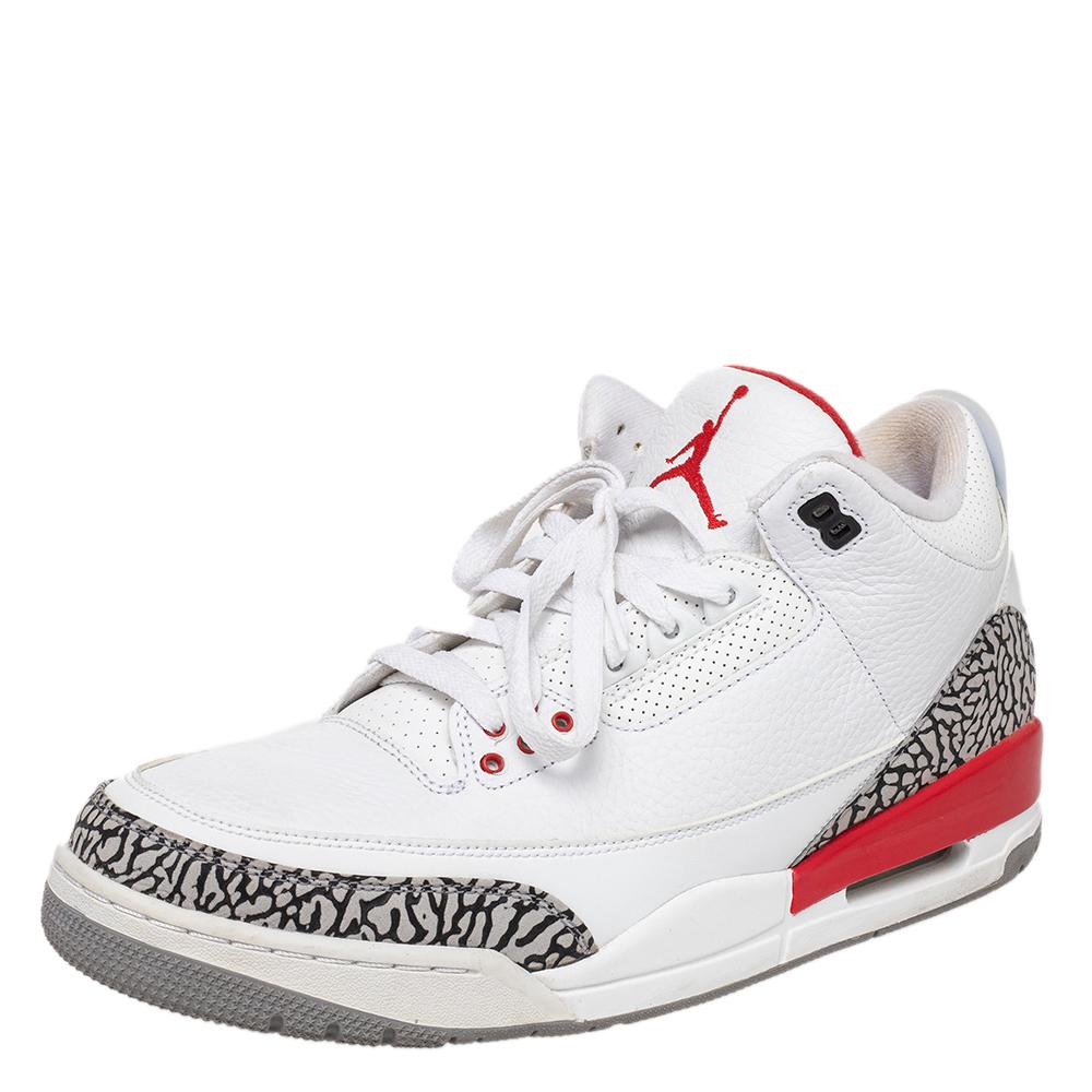 Jordan White Leather Air Jordan 3 Retro Hall of Fame Sneakers Size 46 at  1stDibs