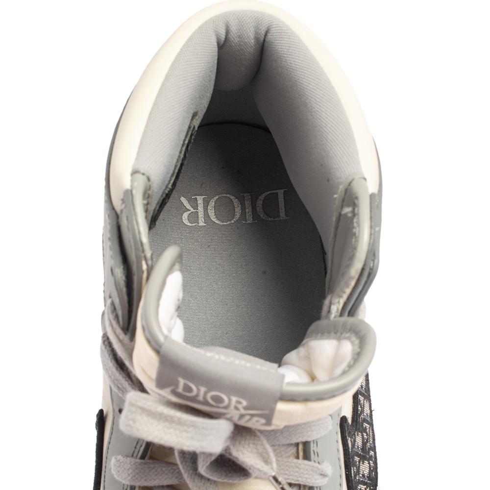 Gray Jordan x Dior Grey/White Leather Air Jordan 1 Retro High Top Sneakers Size 46