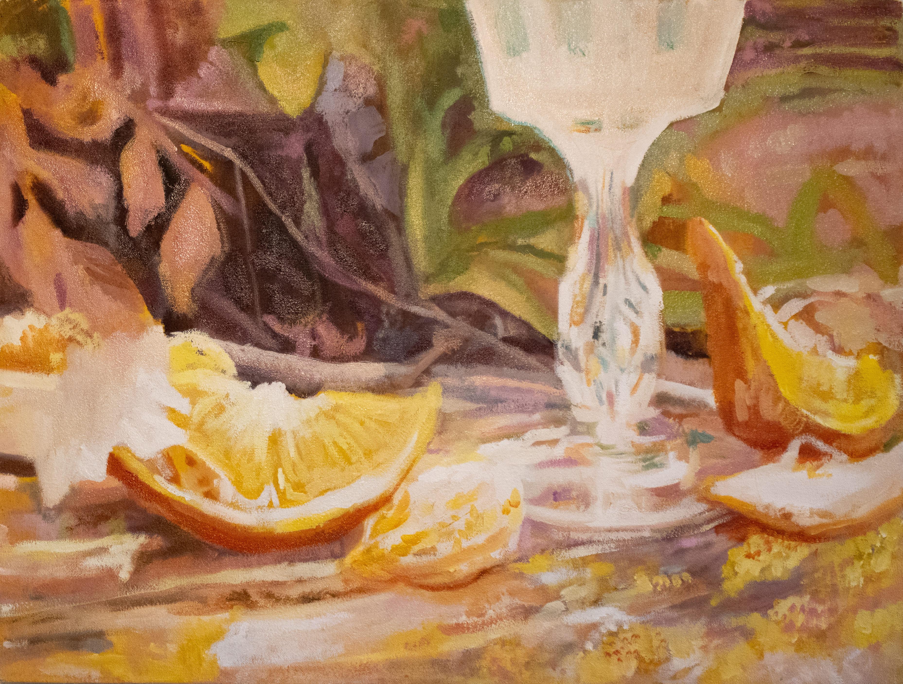 Kristallklar - Zeitgenössisches Stilleben mit Orangen und Zitrusfrüchten Glas, 2025