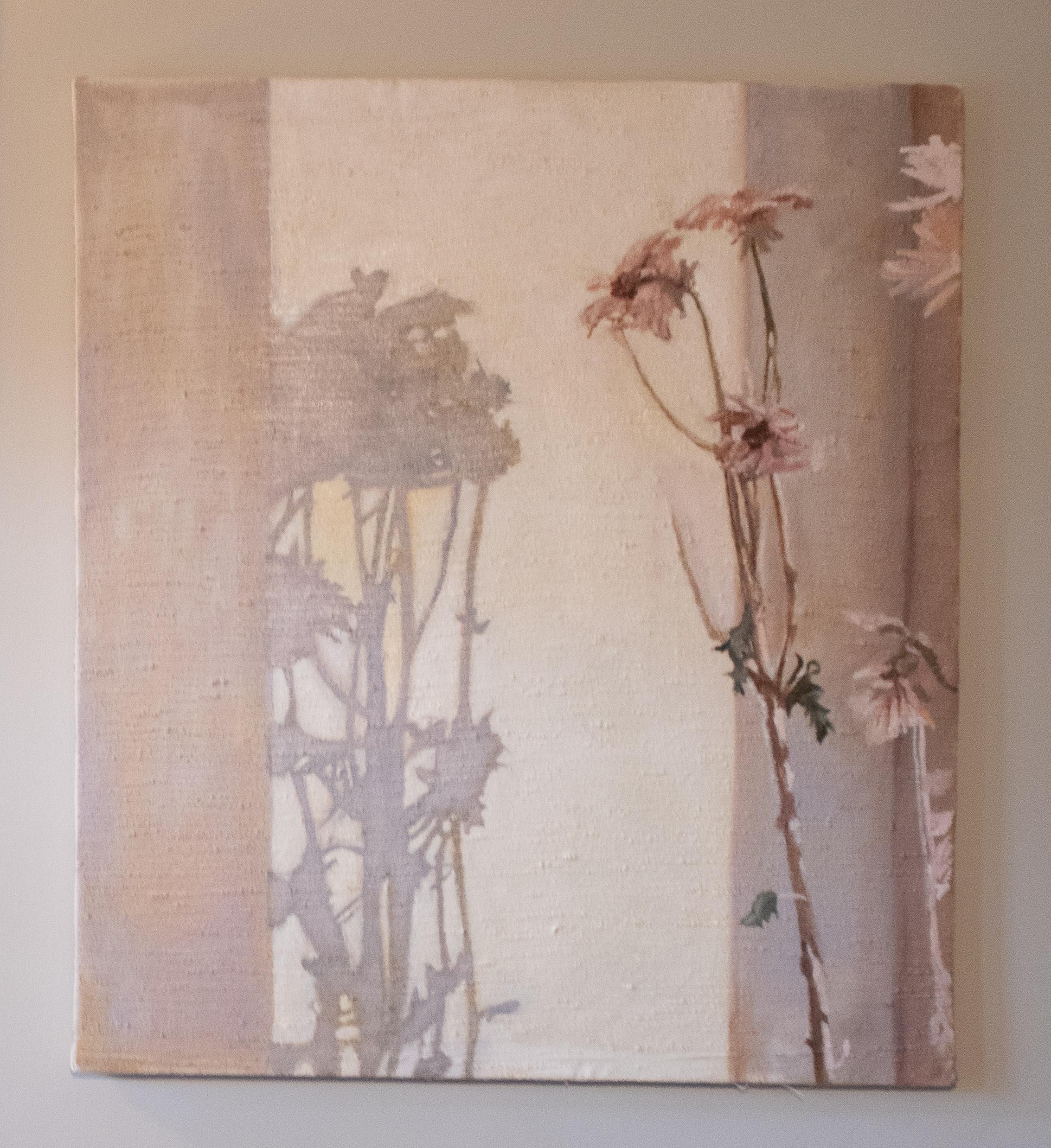 Flowers At Noon - Botanical Still Life Floral Shadow Painting, 2025 - Gray Still-Life Painting by Jordann McKenna