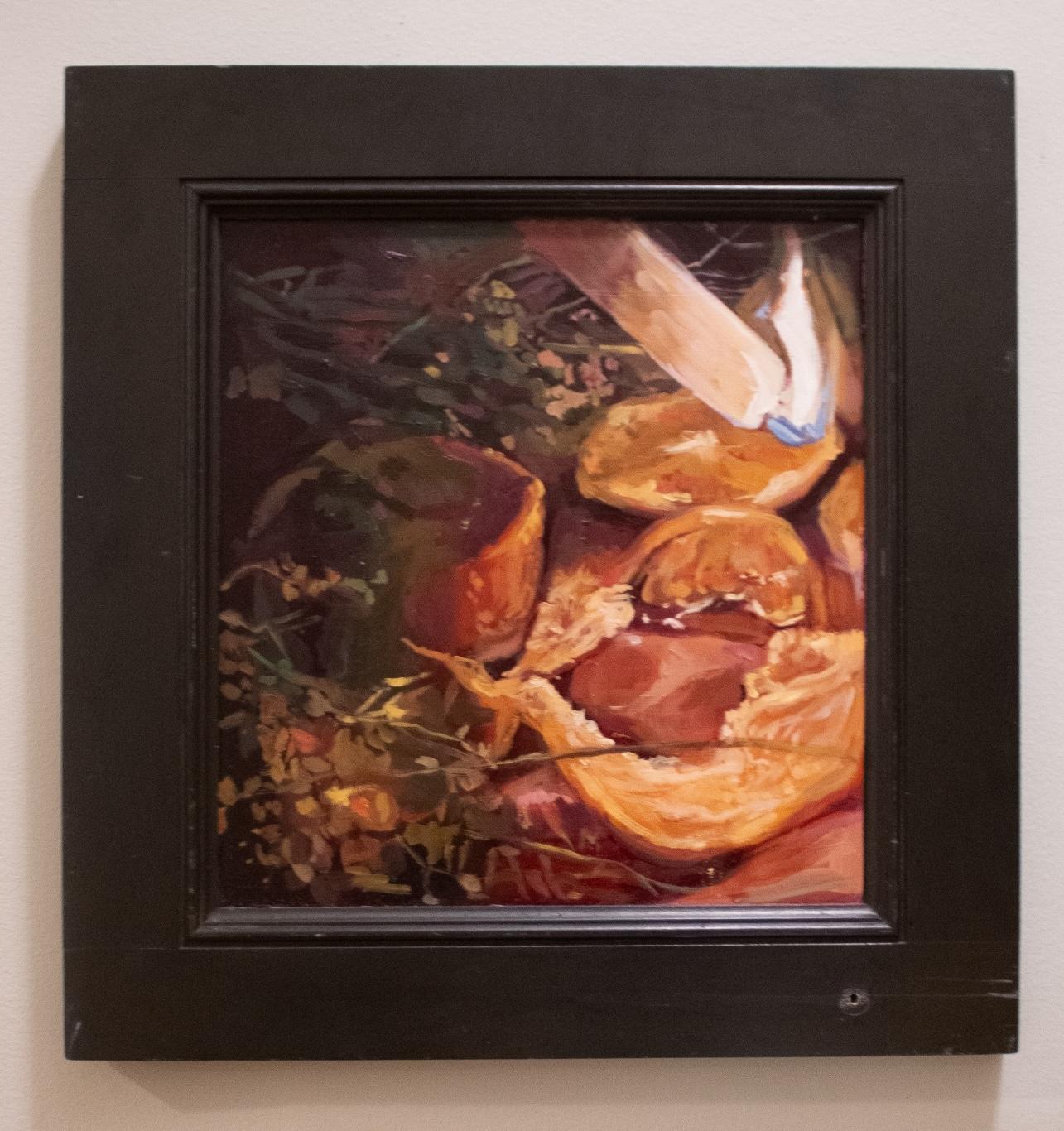 Cera y Cáscara - Bodegón Contemporáneo Naranja Cítricos Llama de Vela, 2024 - Painting de Jordann McKenna