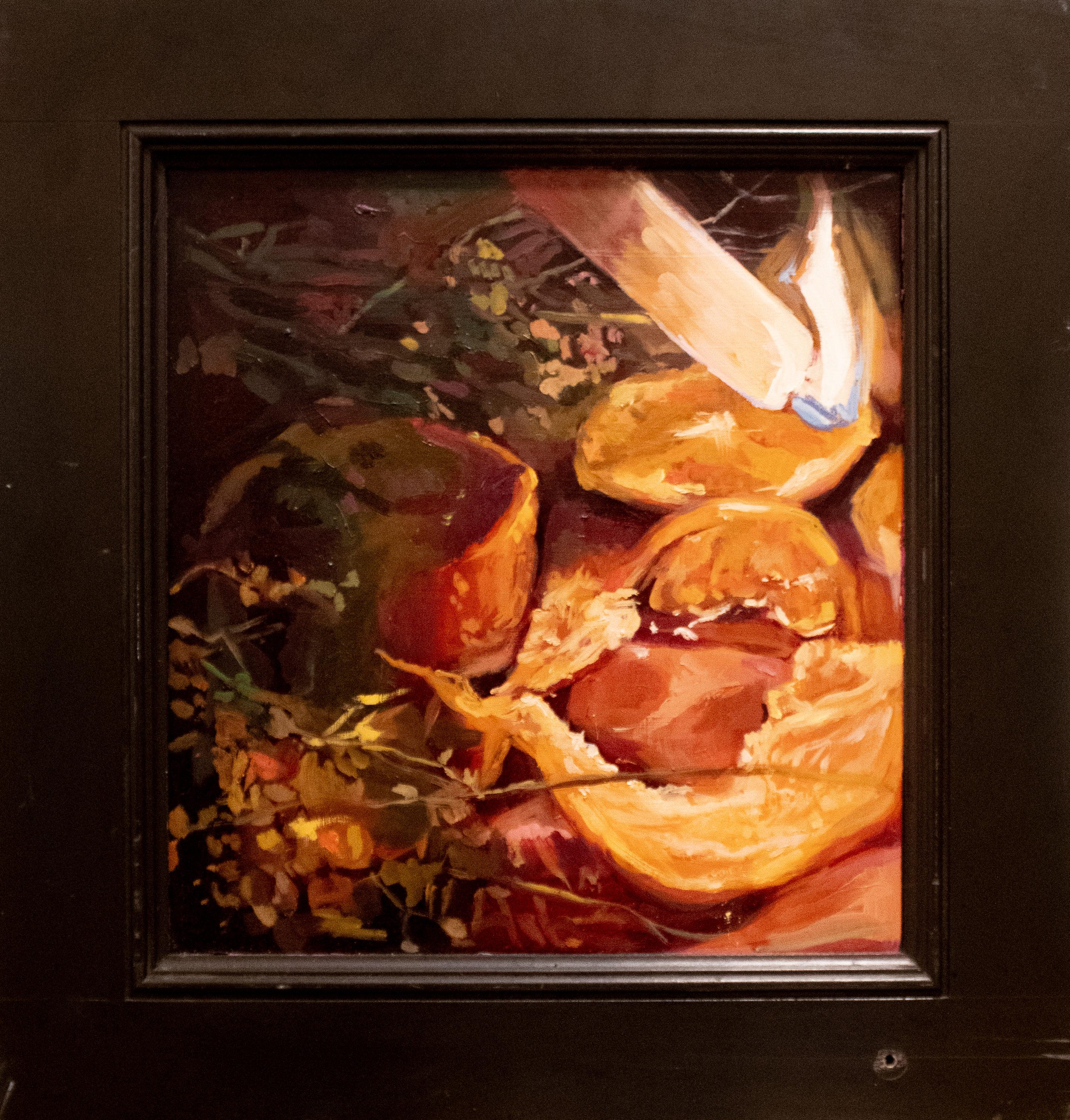 Still-Life Painting de Jordann McKenna - Cera y Cáscara - Bodegón Contemporáneo Naranja Cítricos Llama de Vela, 2024