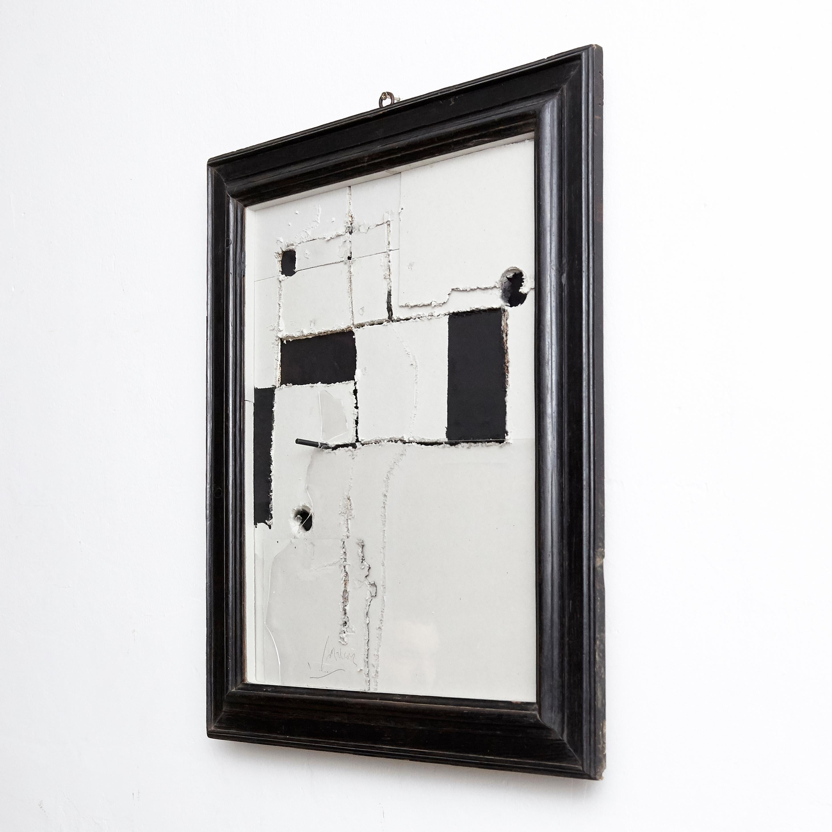 Jordi Alcaraz 2018 Spain
Title: 'Dibuixar de dia i de nit'
Framed on a 18th century frame.

Alcaraz’s discourse was born in the Classic tradition of painting and sculpture to arrive to a reflection about the volume, the language and the time