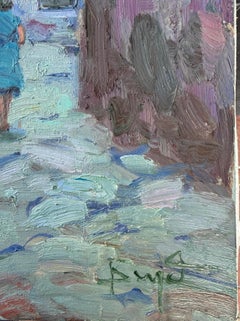 Spanish Village Scene Albarracín Teruel Expressive Oil Painting Impressionist