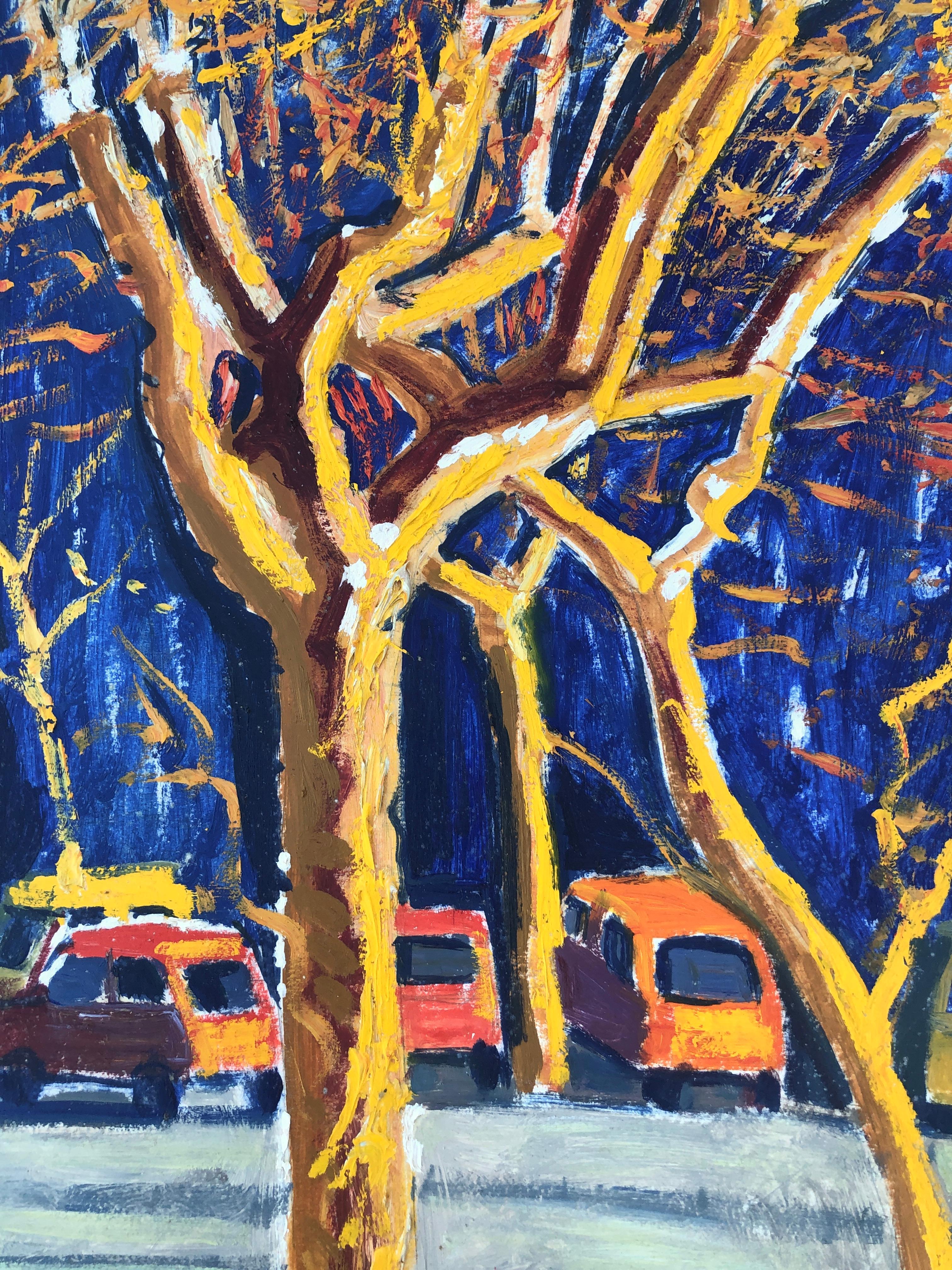 Barcelona, Espagne, peinture à l'huile sur carton, paysage urbain européen en vente 2