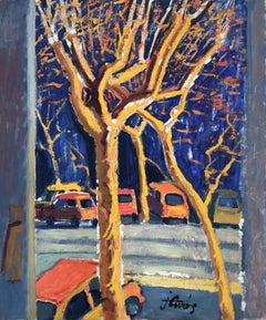 Barcelona España óleo sobre cartón pintura paisaje urbano europeo