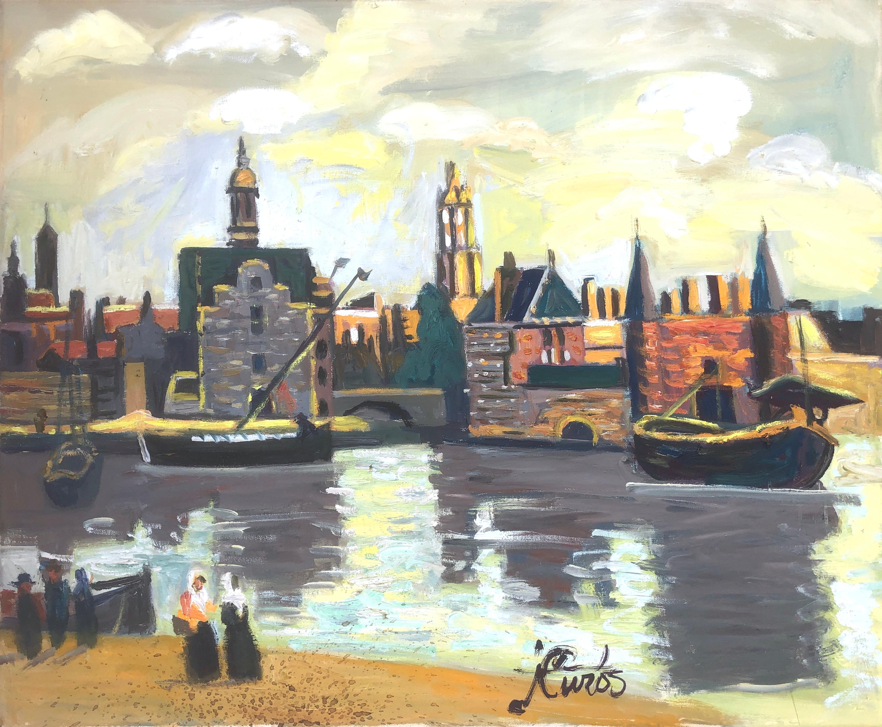Delft Netherlands oil on canvas painting urbanscape
