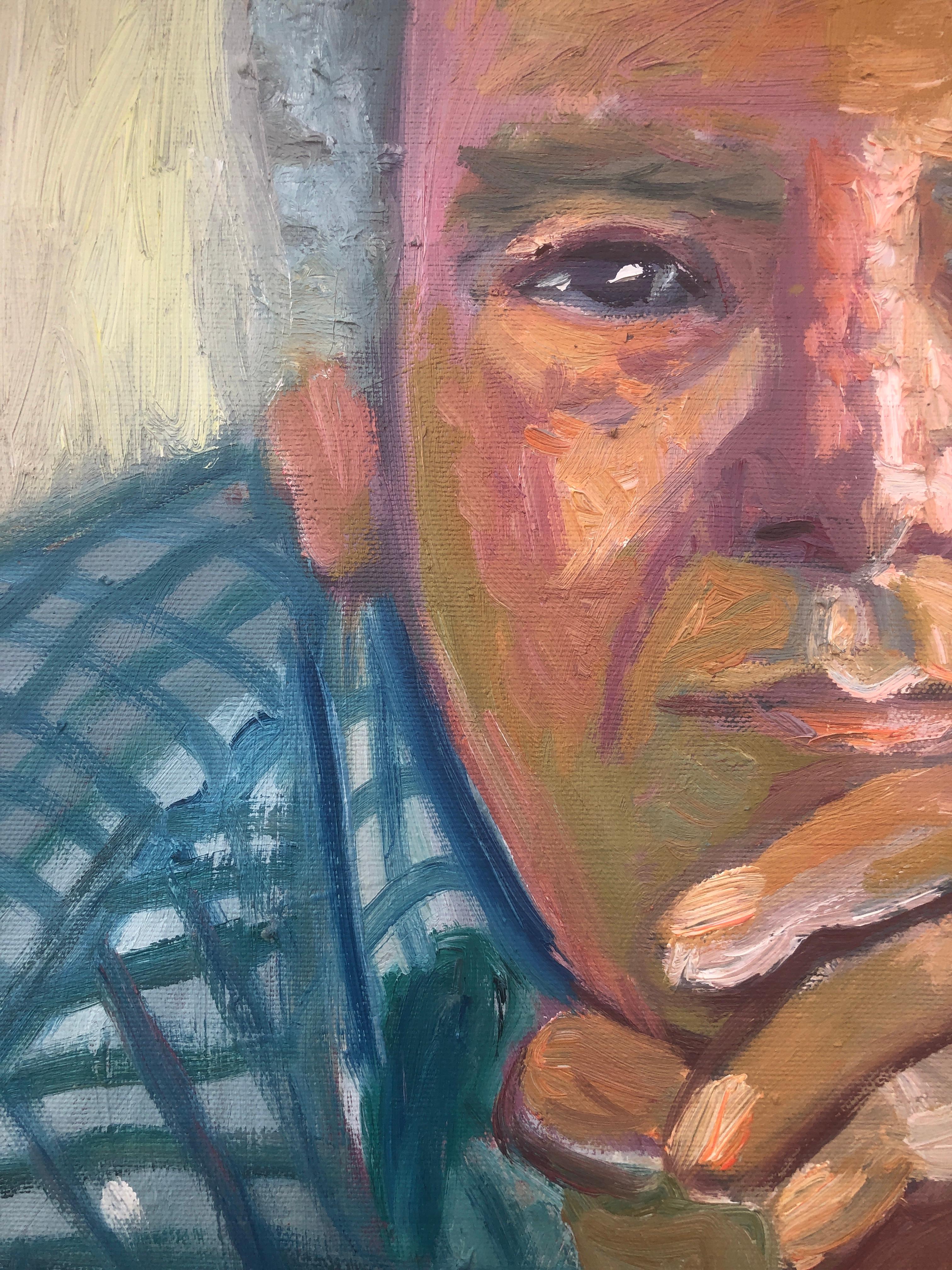 Man portrait oil on canvas painting - Fauvist Painting by Jordi Curos