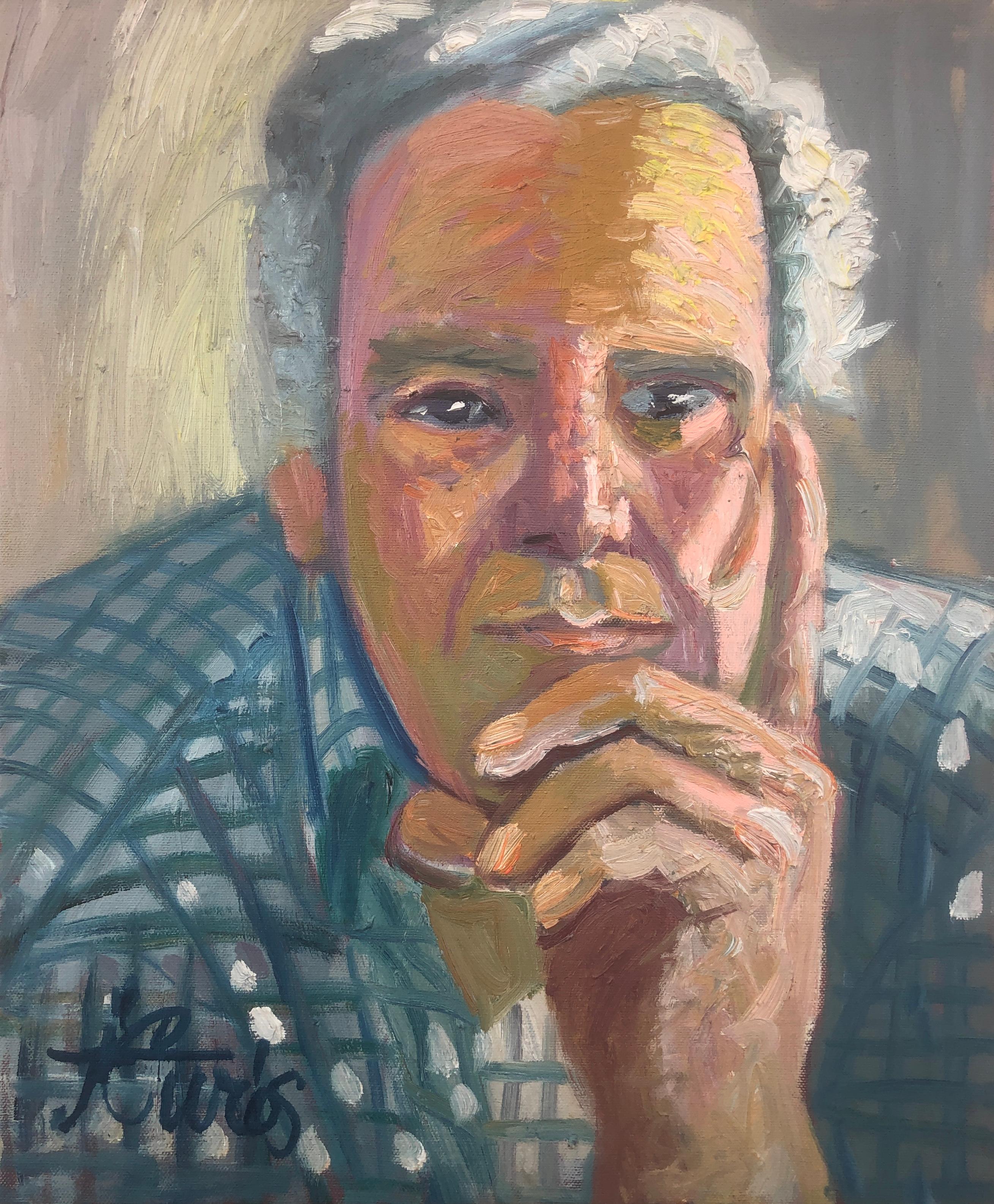 Jordi Curos Portrait Painting - Man portrait oil on canvas painting